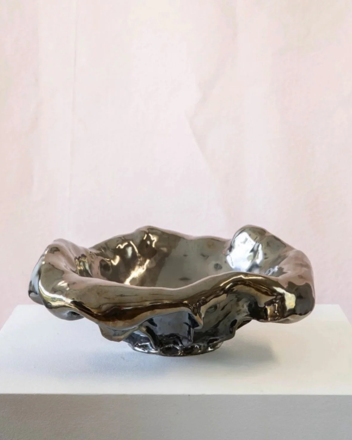Palladium Cloud Bowl-
Porcelain Paper Clay 
14"Wx4"H
