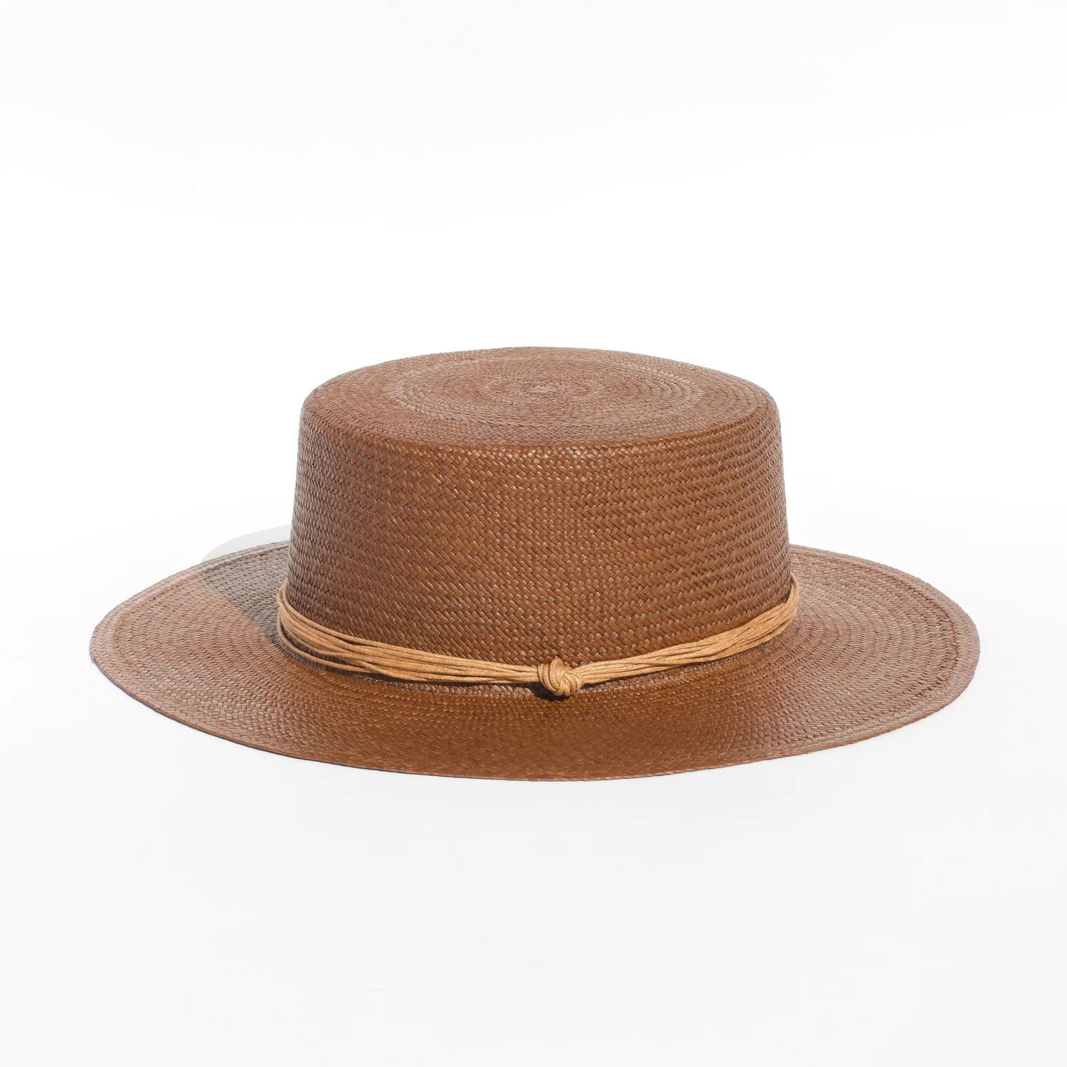 Panama Hat with Brown Band Panama Hat Classic Design in Natural Color with Brown Band  main image 3
