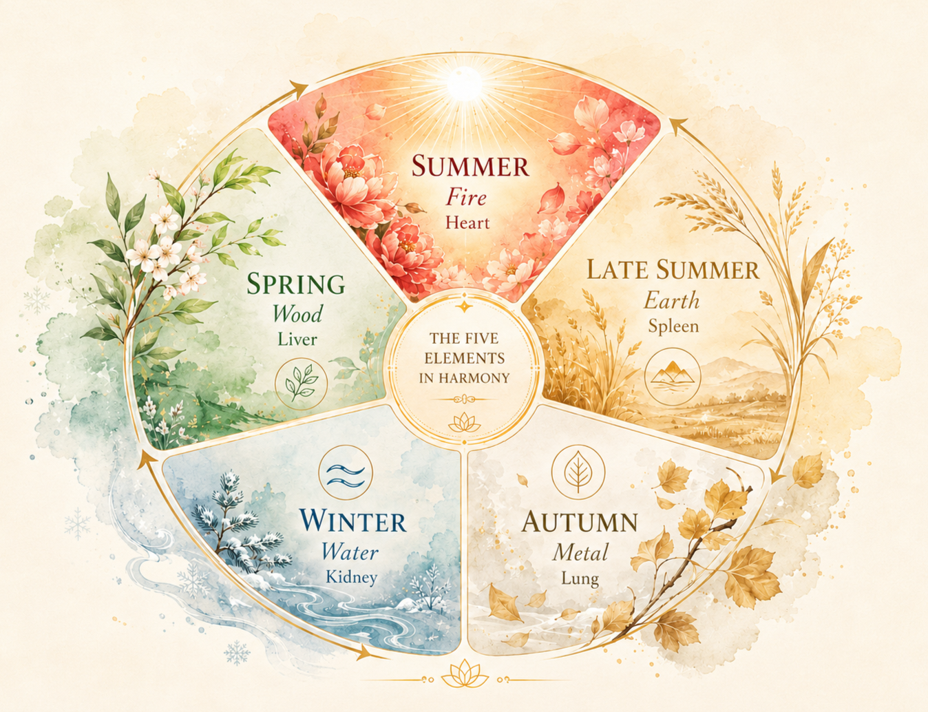Chinese medicine seasonal clock showing summer as Fire season