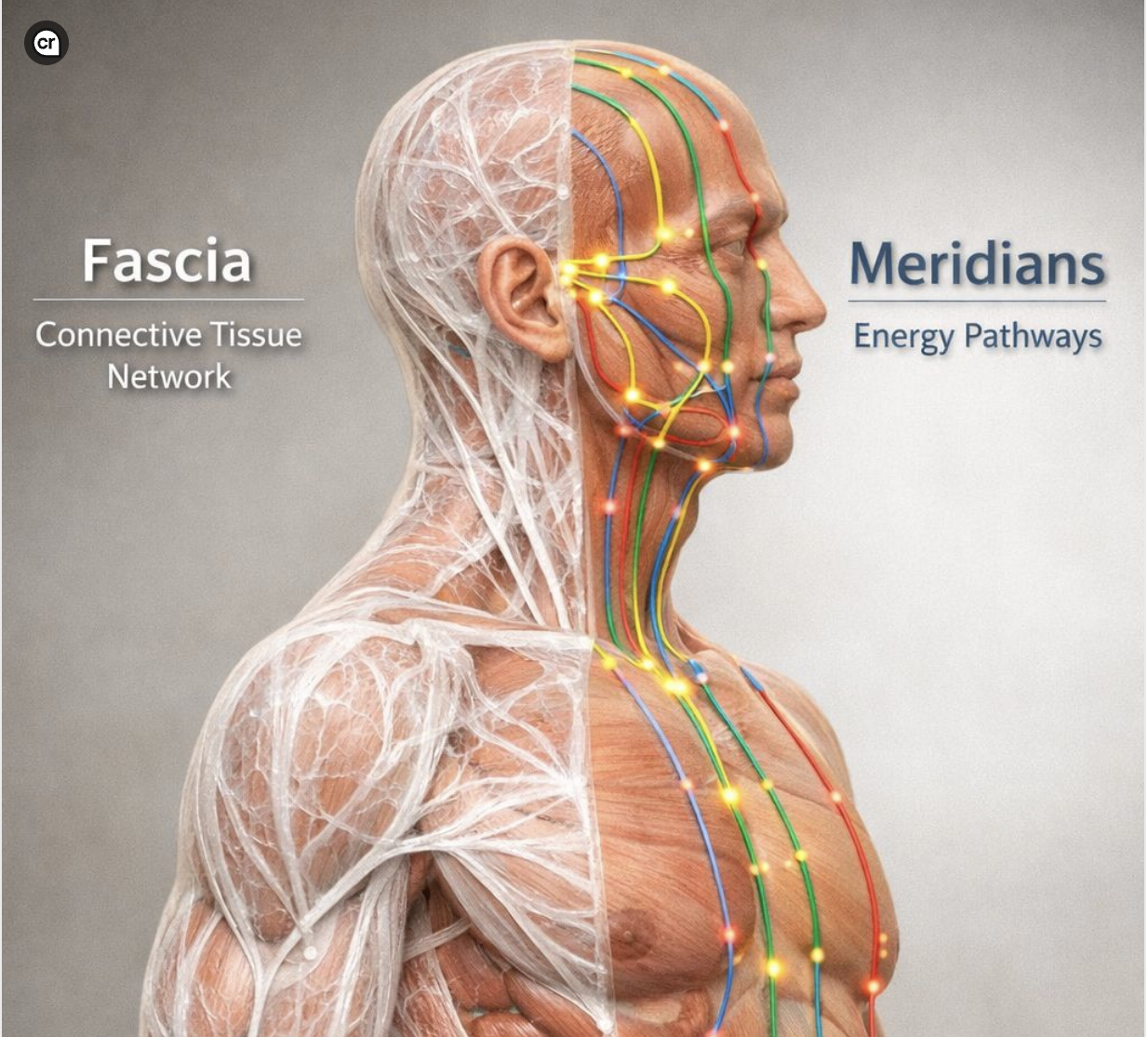 Facial fascia and connective tissue beneath the skin illustrating the deeper structures involved in facial aging