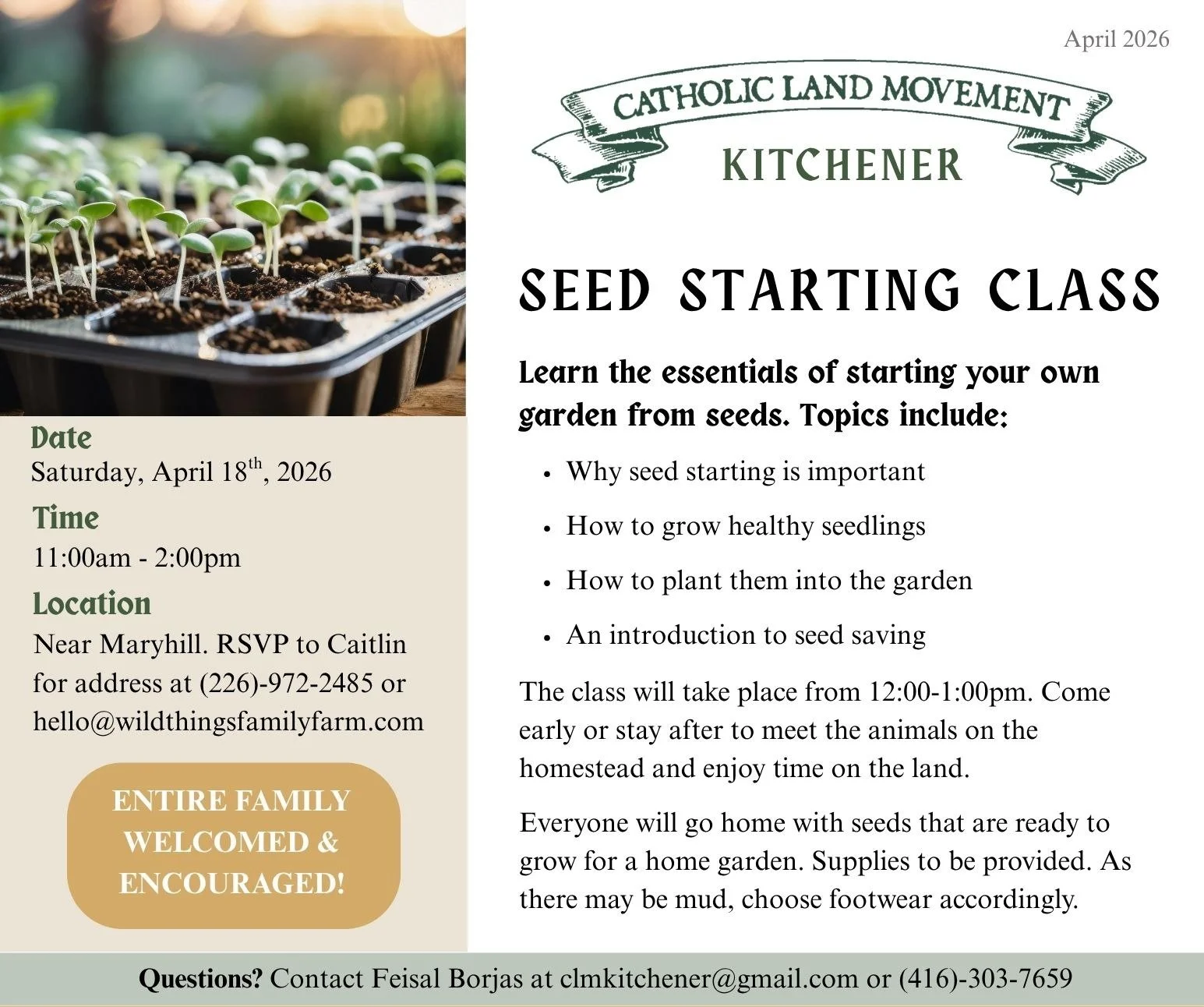 Kitchener CLM "Seed Starting"