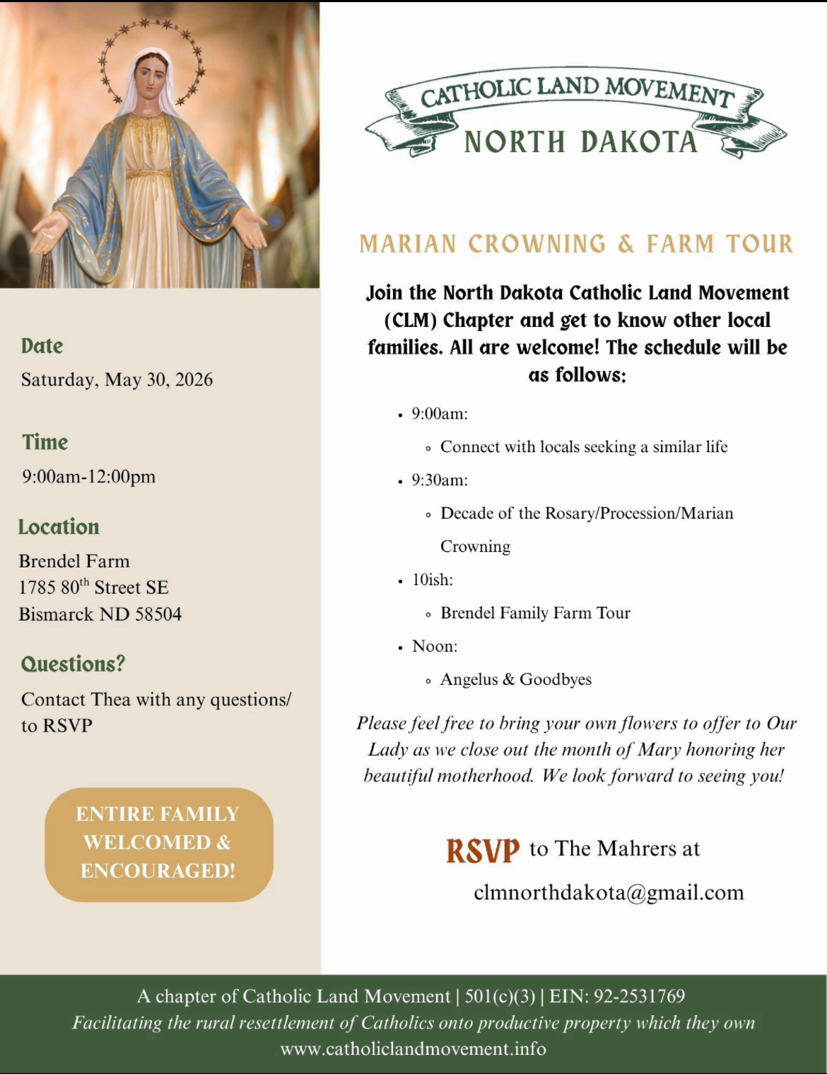North Dakota Marian Crowning &amp; Farm Tour