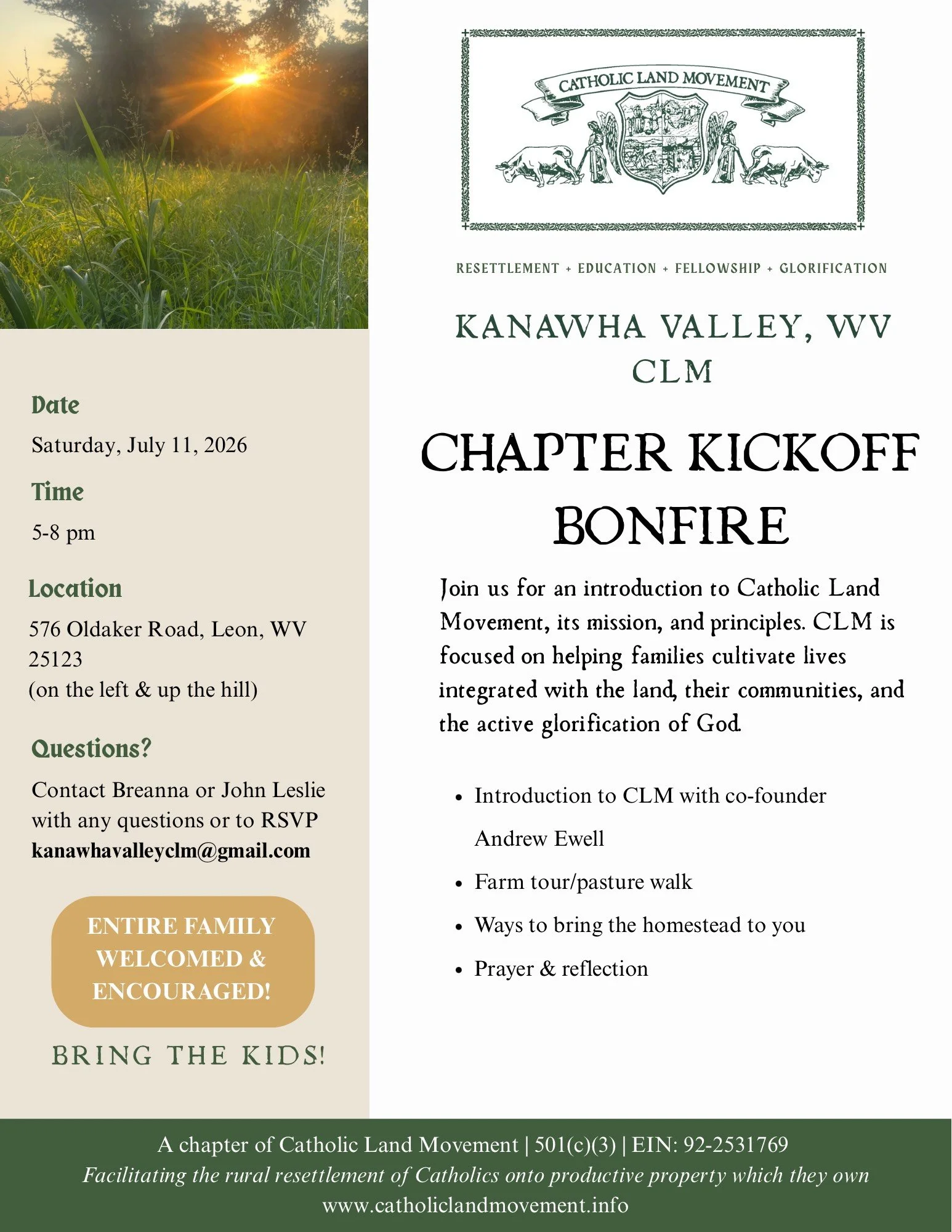 Kanawha Valley West Virginia Kickoff & Bonfire