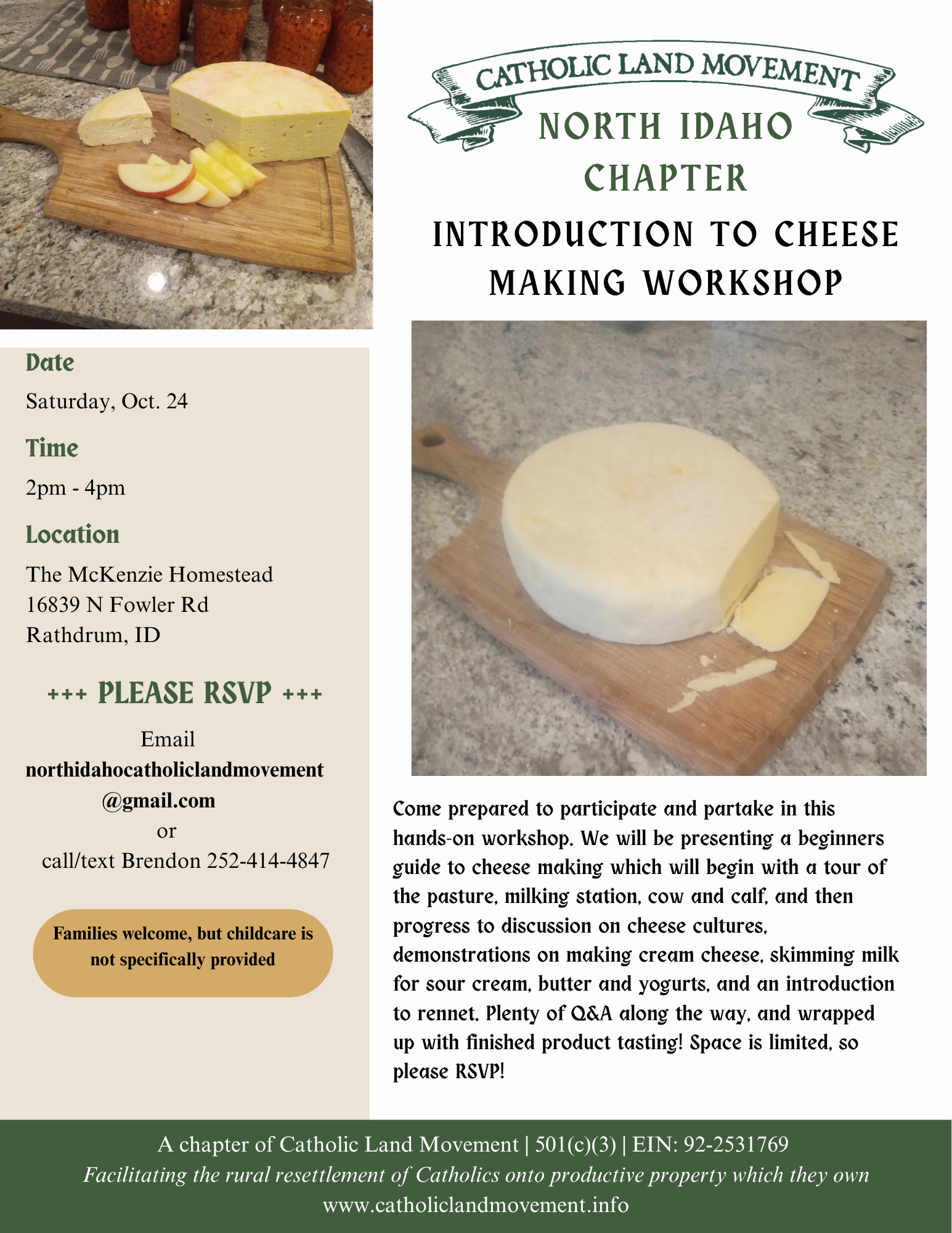 North Idaho - Intro. to Cheese-making Workshop