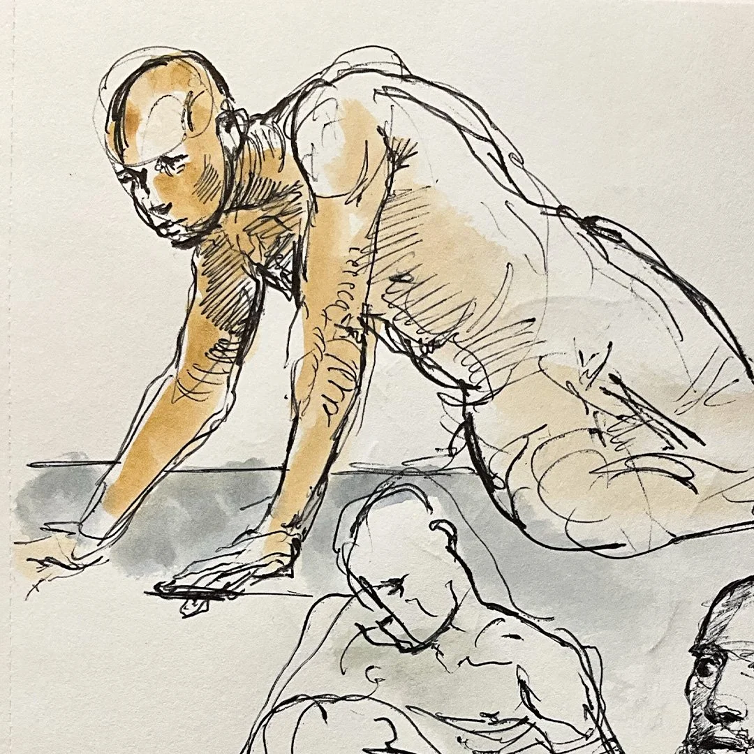 figure drawing leaning forward