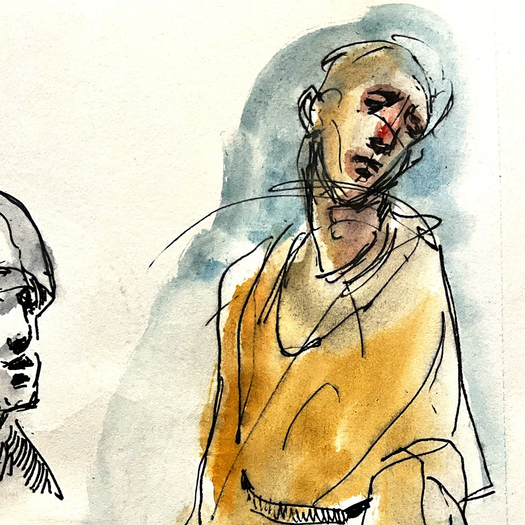 figure drawing with head leaning back