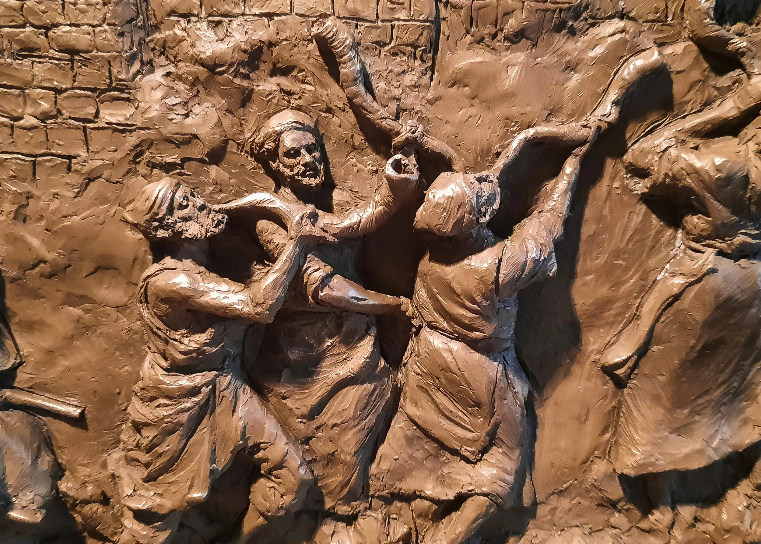 bronze sculpture shofars at jericho