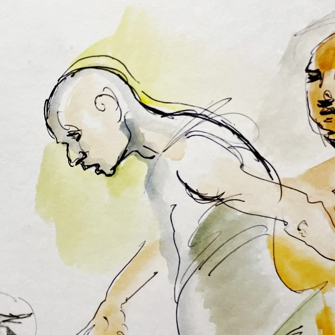 figure drawing moving forward mouth open