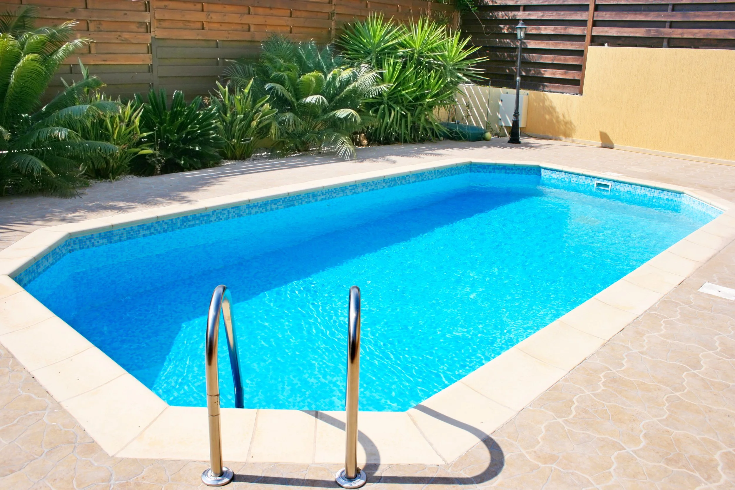 Beautiful pool with ladder step entry