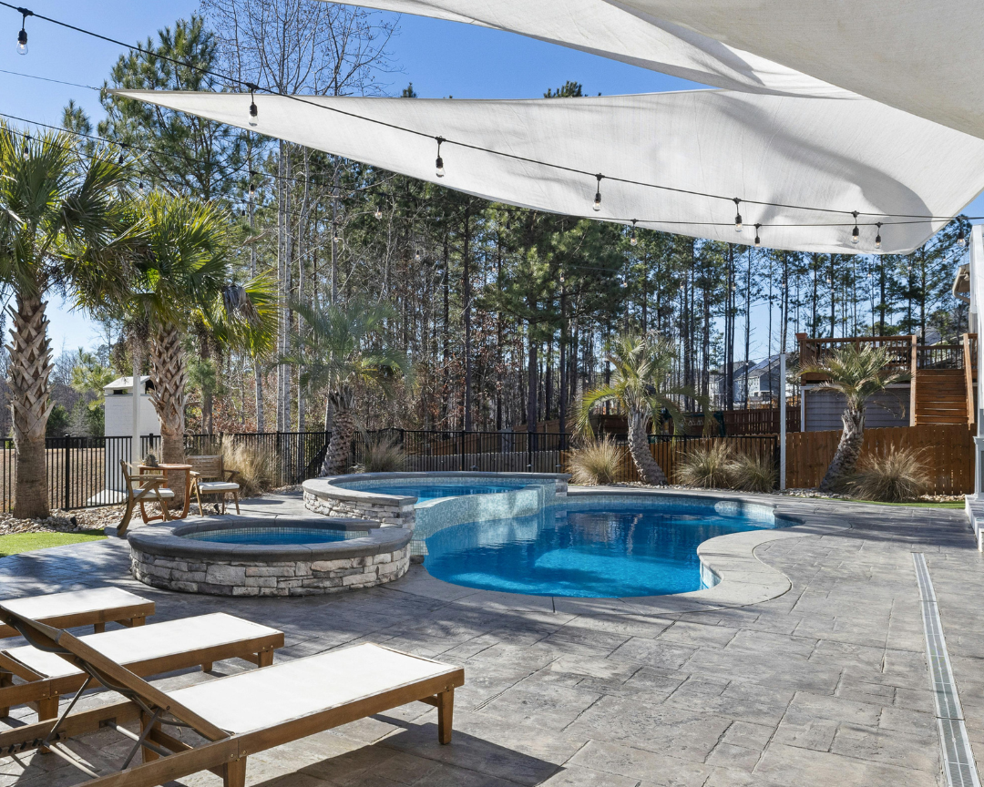 Beautiful pool in a backyard