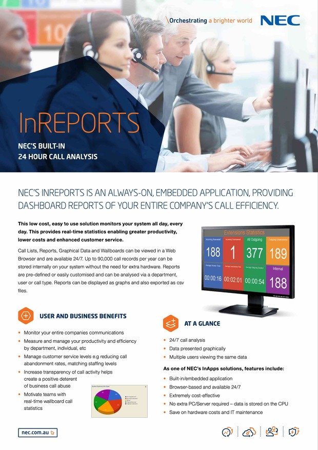 NEC SV9100 Reporting Brochure