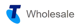 The Telstra Wholesale Mobile Network Logo. Standard Telstra T Logo with Wholesale Written beside it in plain text