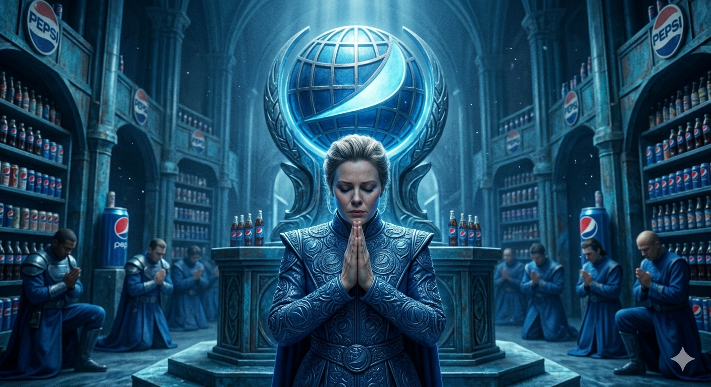 Soda Religion Praying to Pepsi