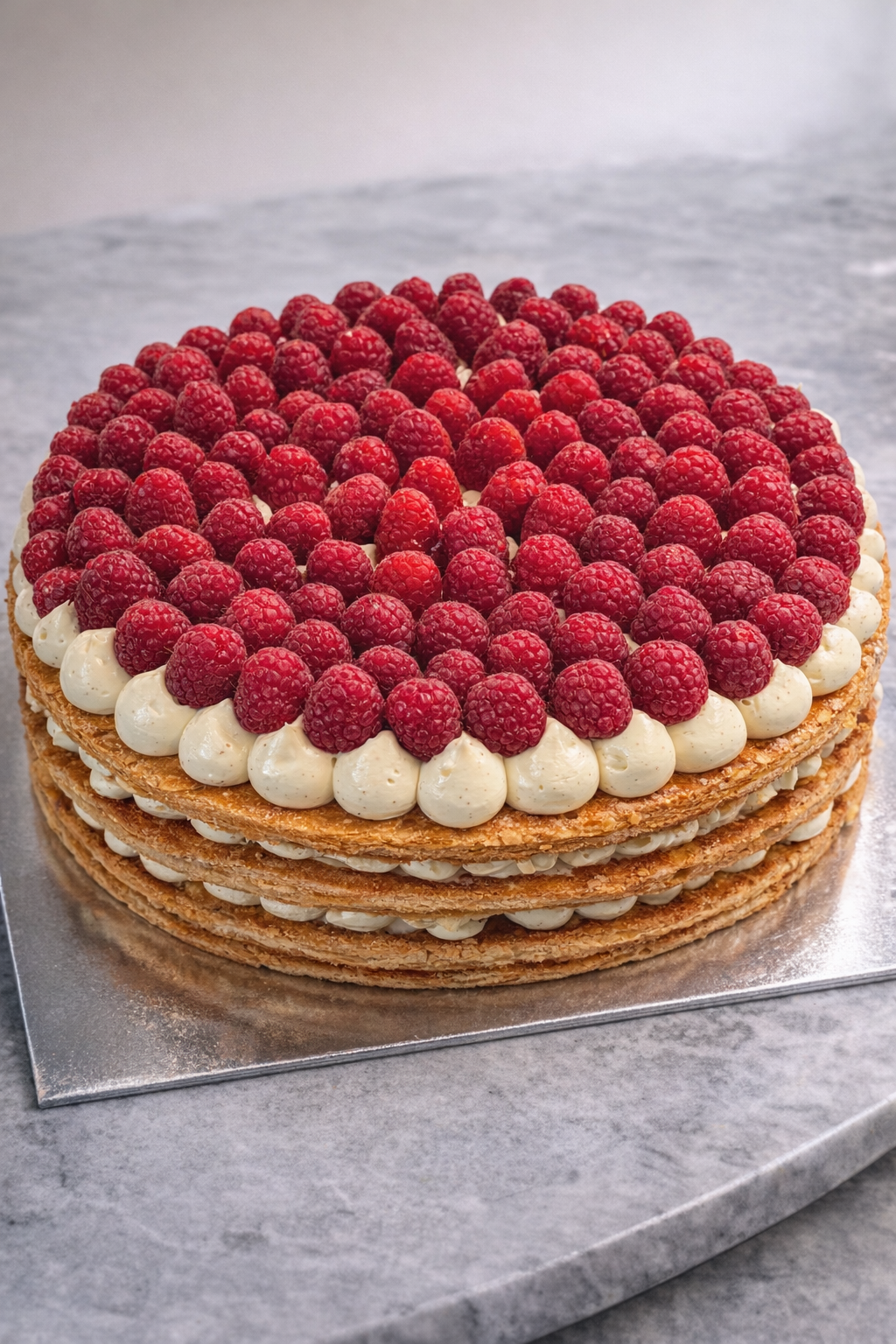 Round Raspberry Mille Feuille