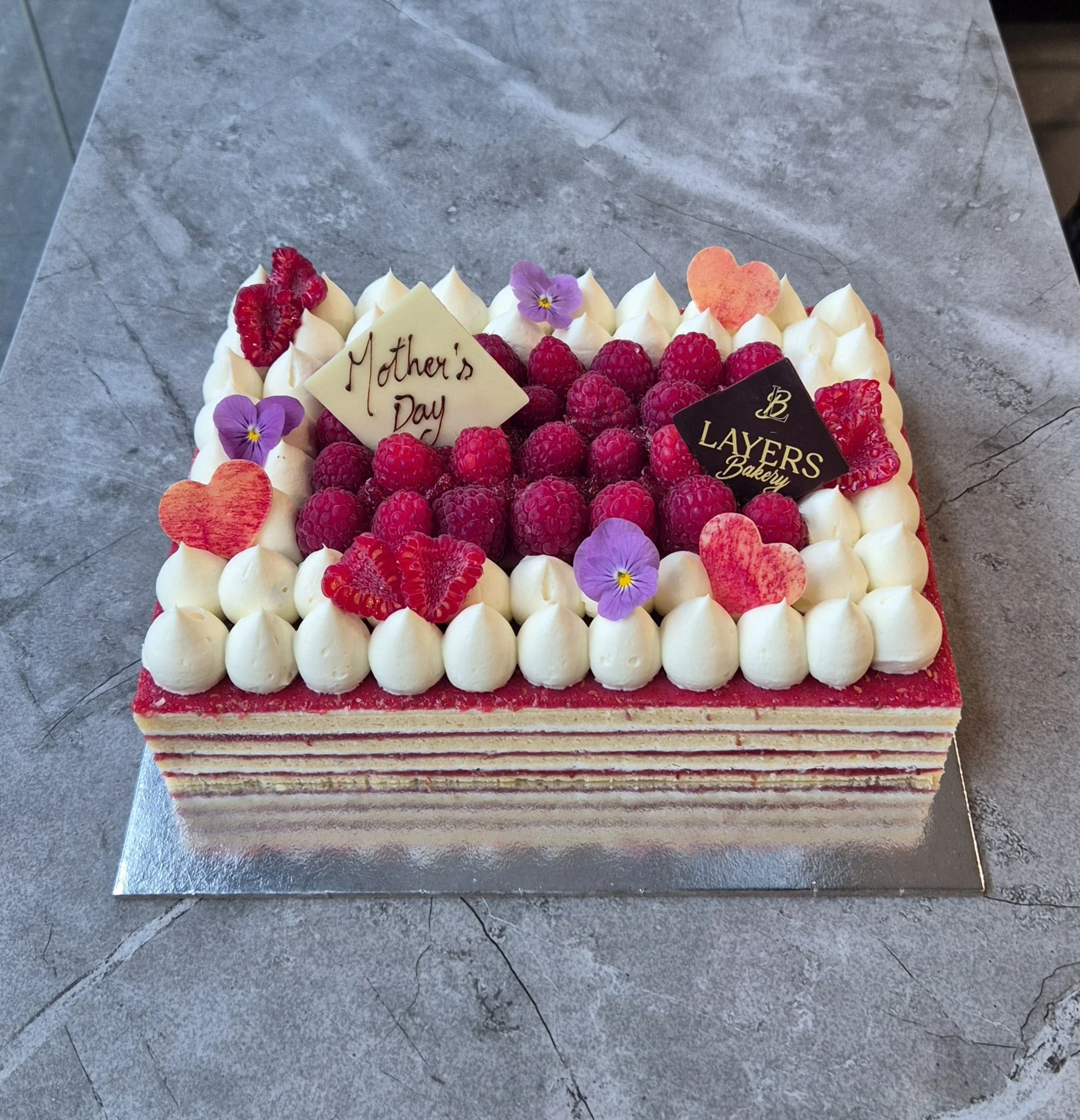 Mother's Day Raspberry & White Chocolate Layers Cake