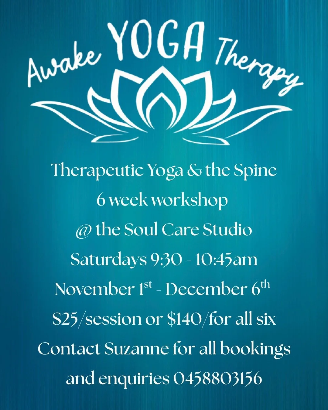 YOGA WORKSHOPS IN THE SOUL CARE STUDIO!

After leading a magic class for our Open Day, Suzanne from @awakeyogatherapeutics  is bringing a full 6-week series to the Soul Care Studio. 

Saturdays November 1st - December 6th

9:30 - 10:45am

$25/class o