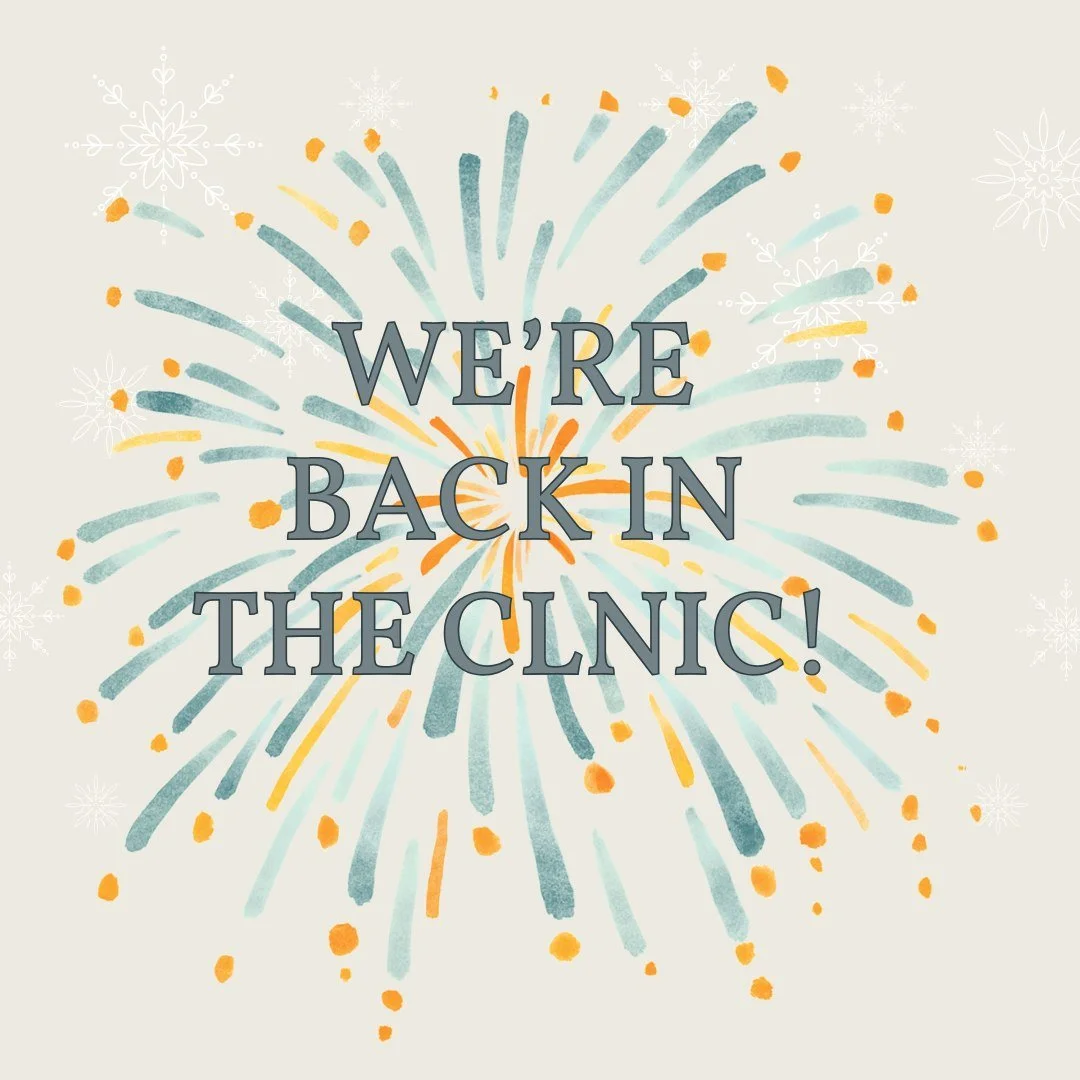 We're back for 2026!

After enjoying the Christmas and New Year's break we are now back in the clinic and looking forward bringing you the best care and support you've come to know in 2026!