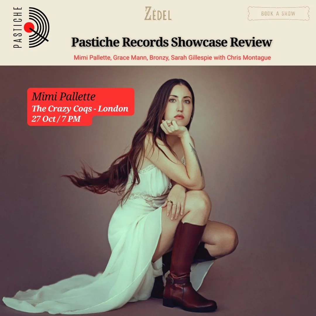 Monday OCT 27th&nbsp;@crazycoqs&nbsp;Showcase! 💥💥

@mimipallette&nbsp;//&nbsp;@gracemann___&nbsp;// @sarahgillespiemusic // &nbsp;@chrisrmontague62

@pastiche_records&nbsp;is launching 2 amazing projects by artists I've mentored + produced the last