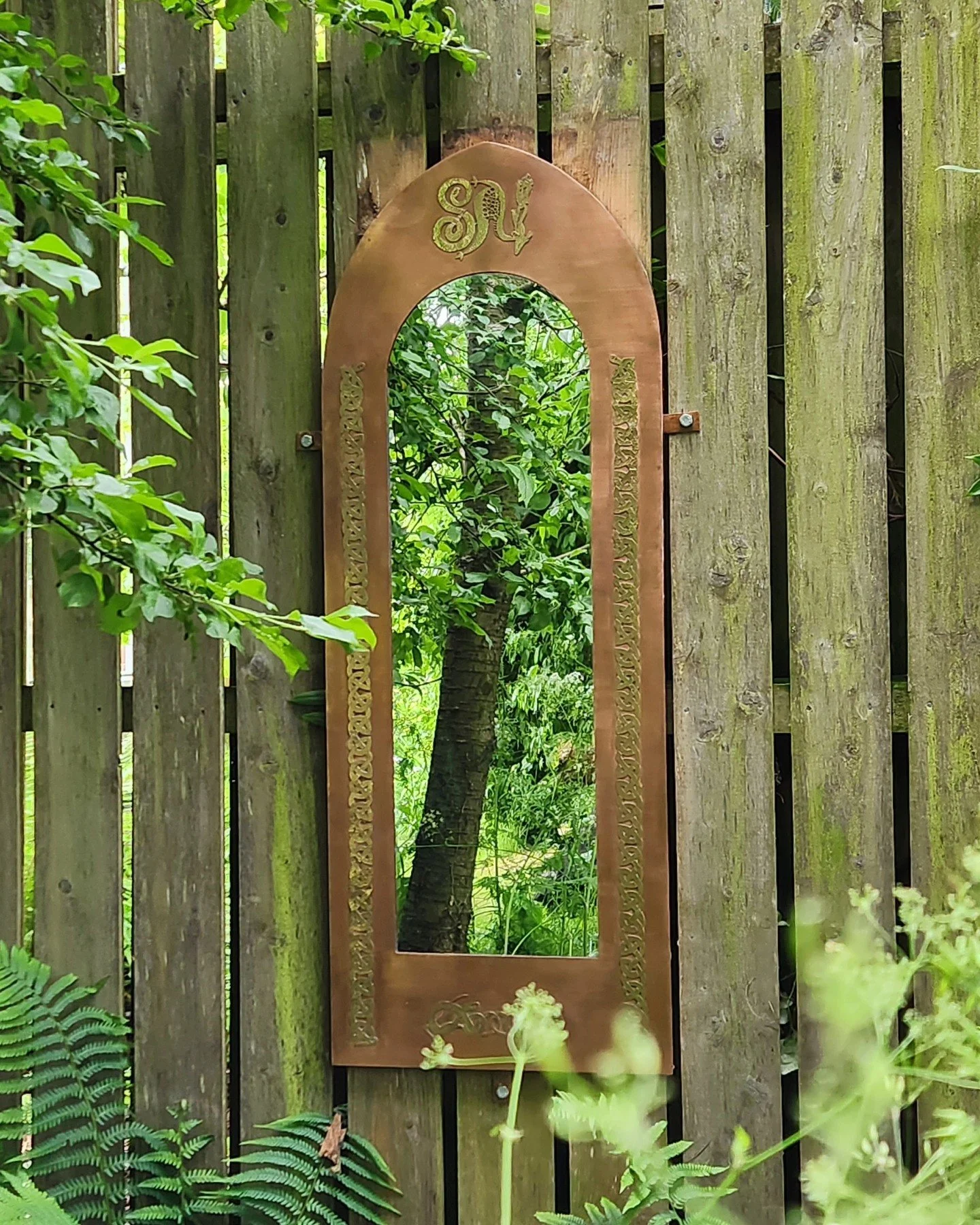 Here is one of our recent projects we have been working on, commissioned by &Eacute;adaoin for her Sensory Attachment Intervention (SAI) centre. A large copper clad mirror with brass details inspired by Celtic and Greek mythology. This has definitely