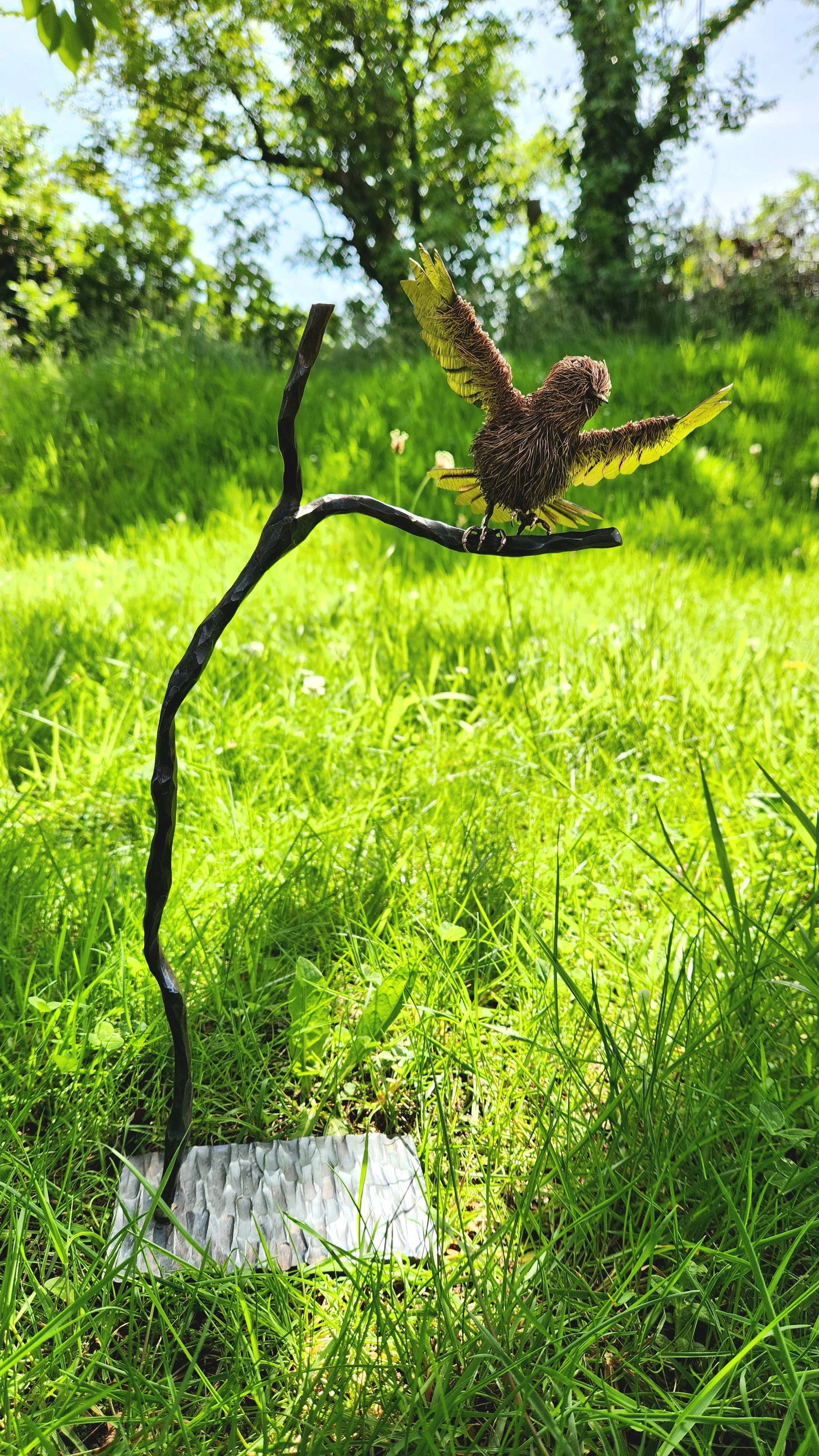 handmade copper bird sculpture