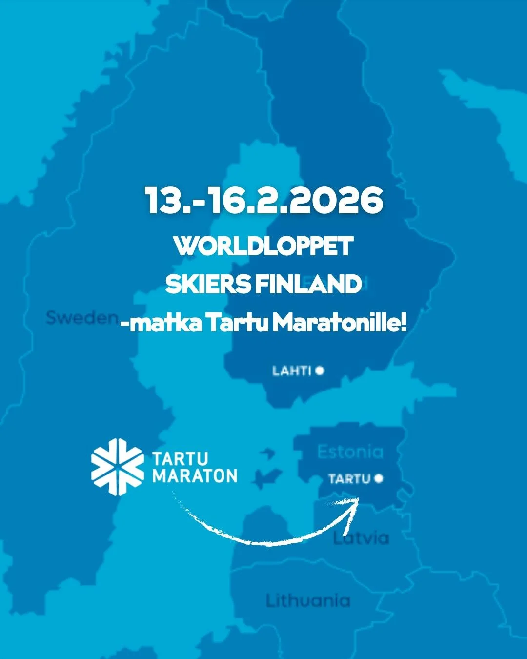 Hiiht&auml;m&auml;&auml;n Tartu Maratonille 🇪🇪 helmikuussa heti Finlandia-hiihdon j&auml;lkeen - Worldloppet Skiers Finland 🇫🇮 matkalla viel&auml; muutama paikka vapaana ❄

📅 13.-16.2.2026
🚌 Yhteiskuljetus Salo-Lohja-Vihti-Espoo - omalla kyydil
