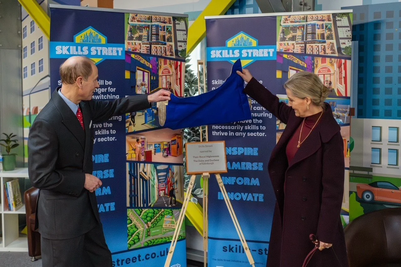 Their Royal Highnesses The Duke and Duchess of Edinburgh visit Skills Street