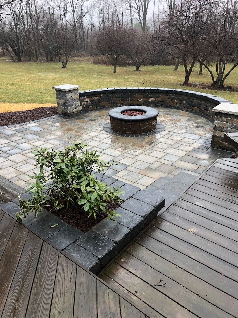Paver patio with fire pit in Sharon Center, OH