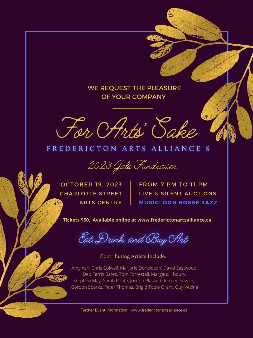 For Arts’ Sake: Annual Gala and Art Auction fundraiser