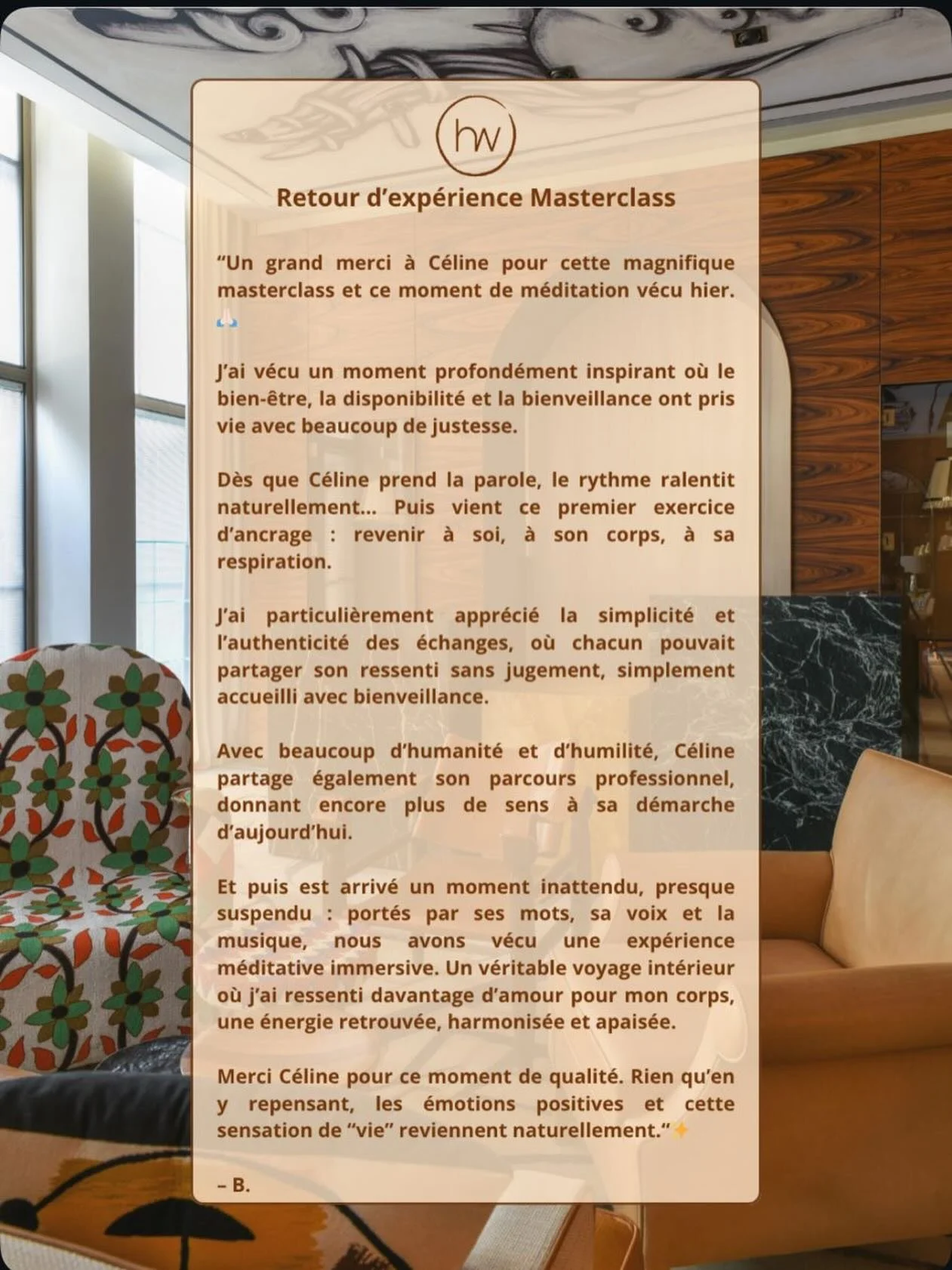 “Je pensais que la méditation n’était pas faite pour moi.”

C'est une phrase que j'entends très souvent au début des masterclasses ou des séances Harawell® proposées @brachparis 

Et pou