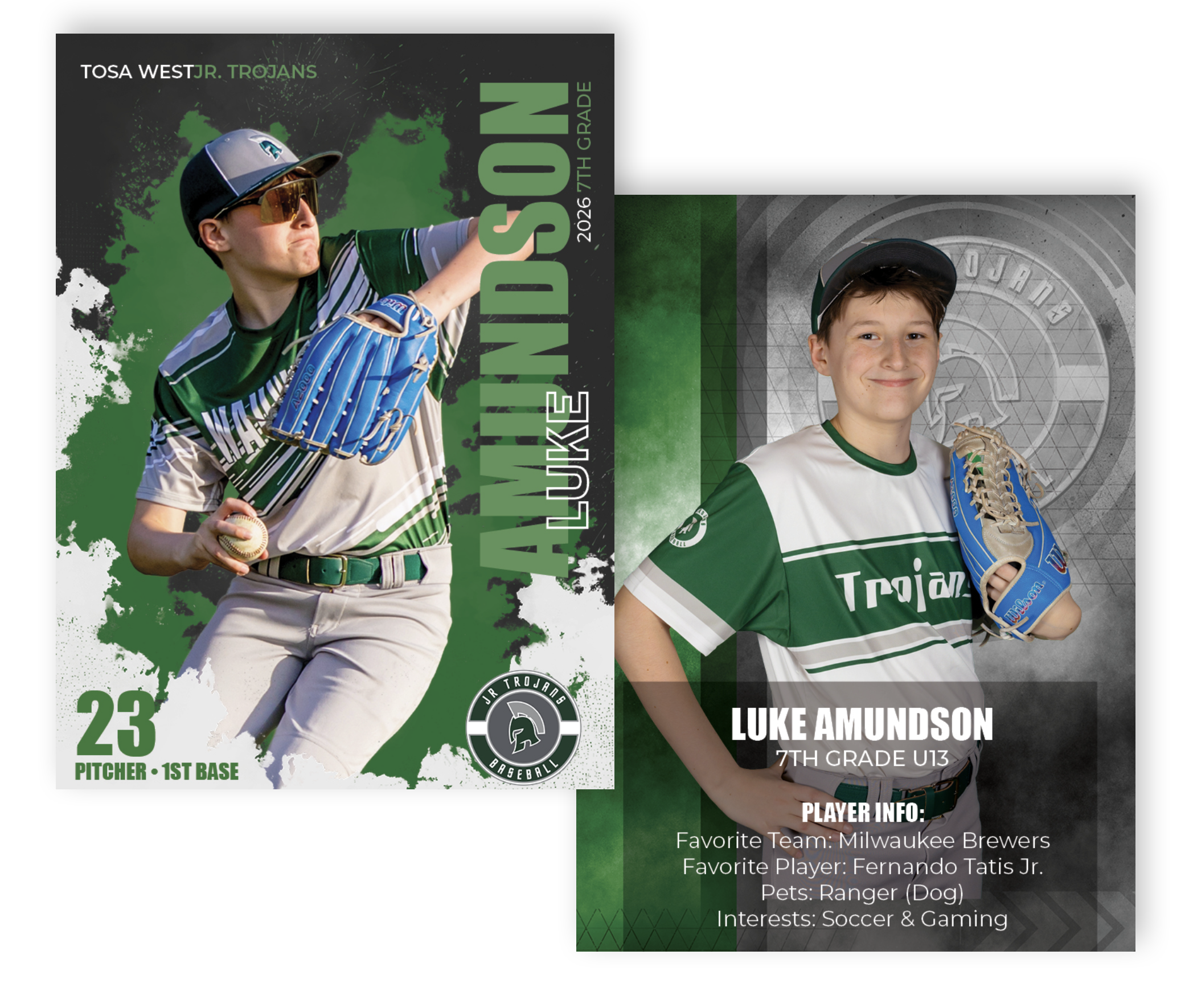 Jr. Trojans Baseball Cards (Set of 18)