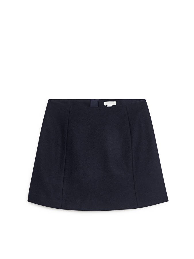 Dark Blue Wool Mini Skirt