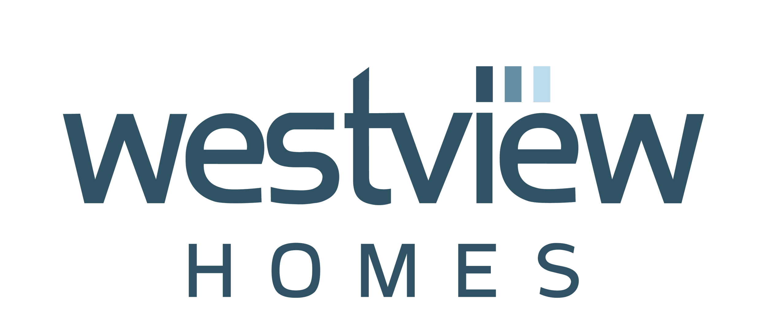Wesview Homes logo with stylized blue text and a subtle design element above the 'w'.