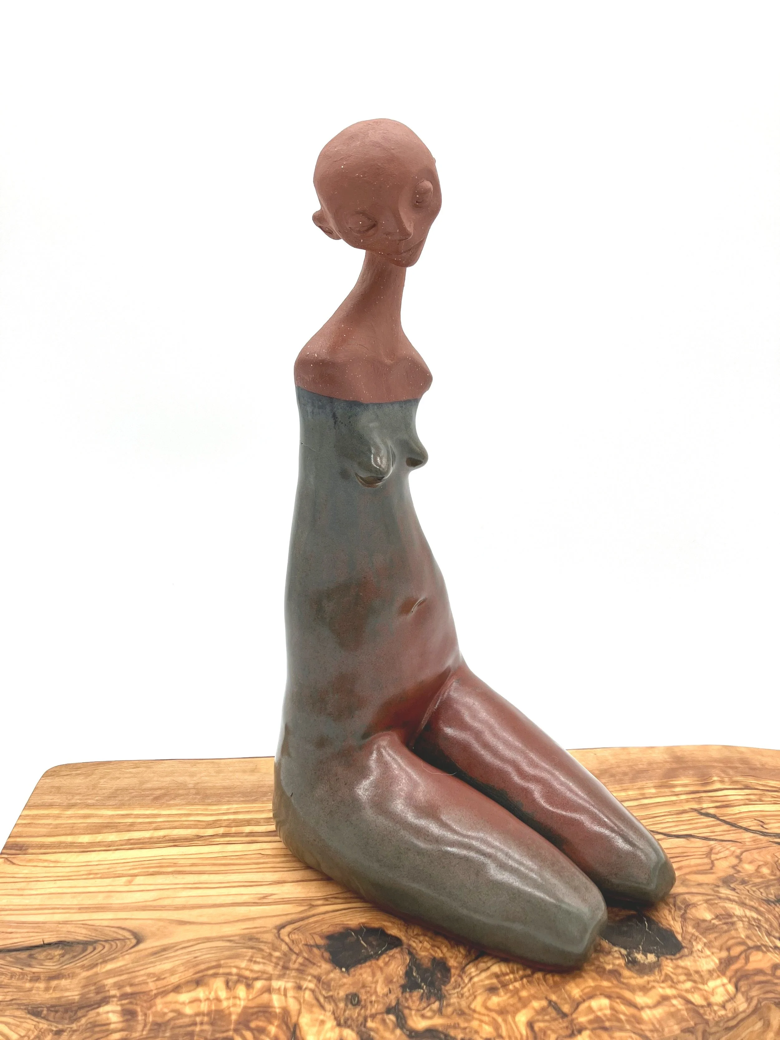 ceramic clay with iron red glaze, figurative sculpture