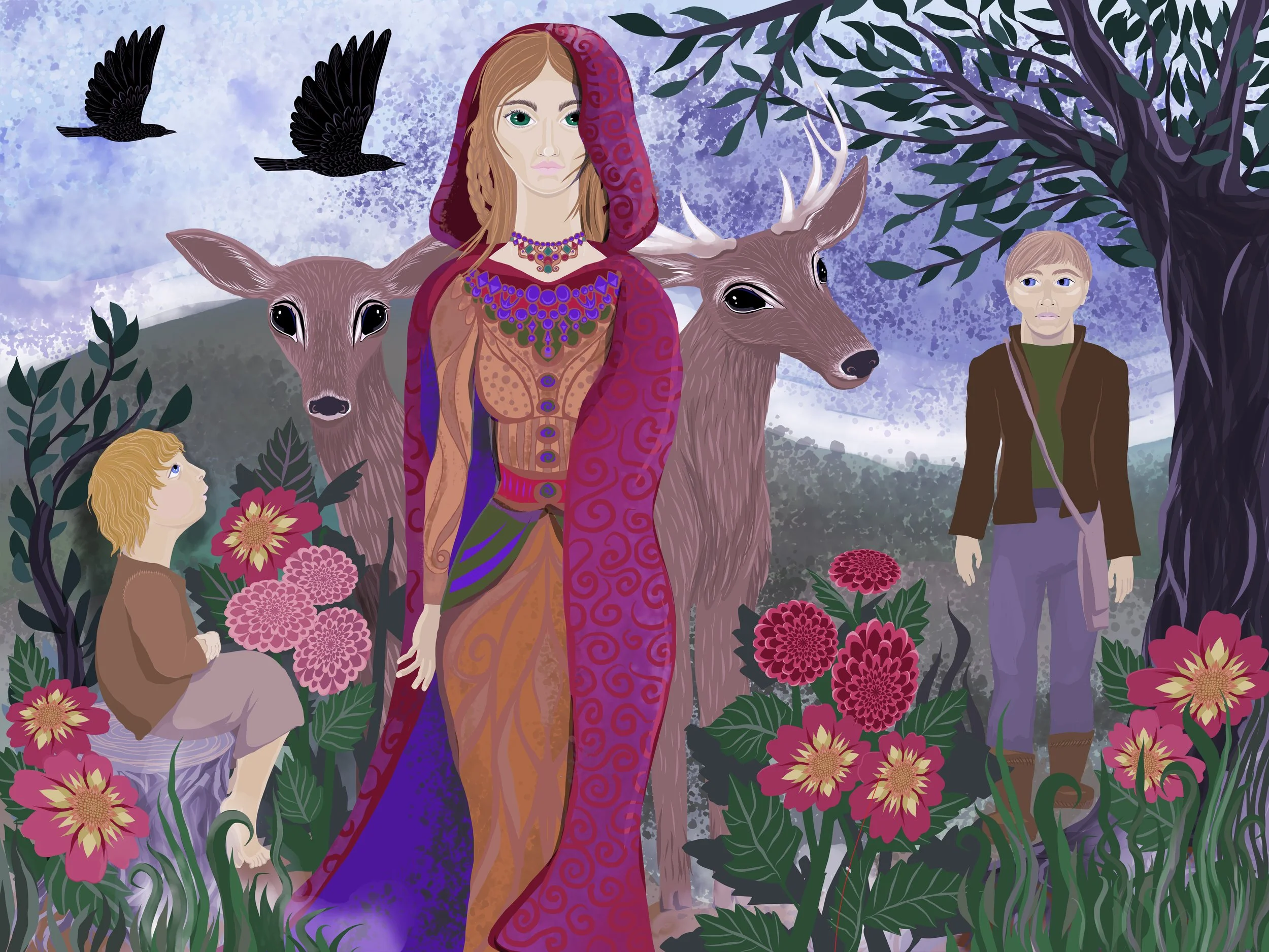 Fionn mac Cumhaill, Sadhbh, Oisin 24 x 18.jpeg