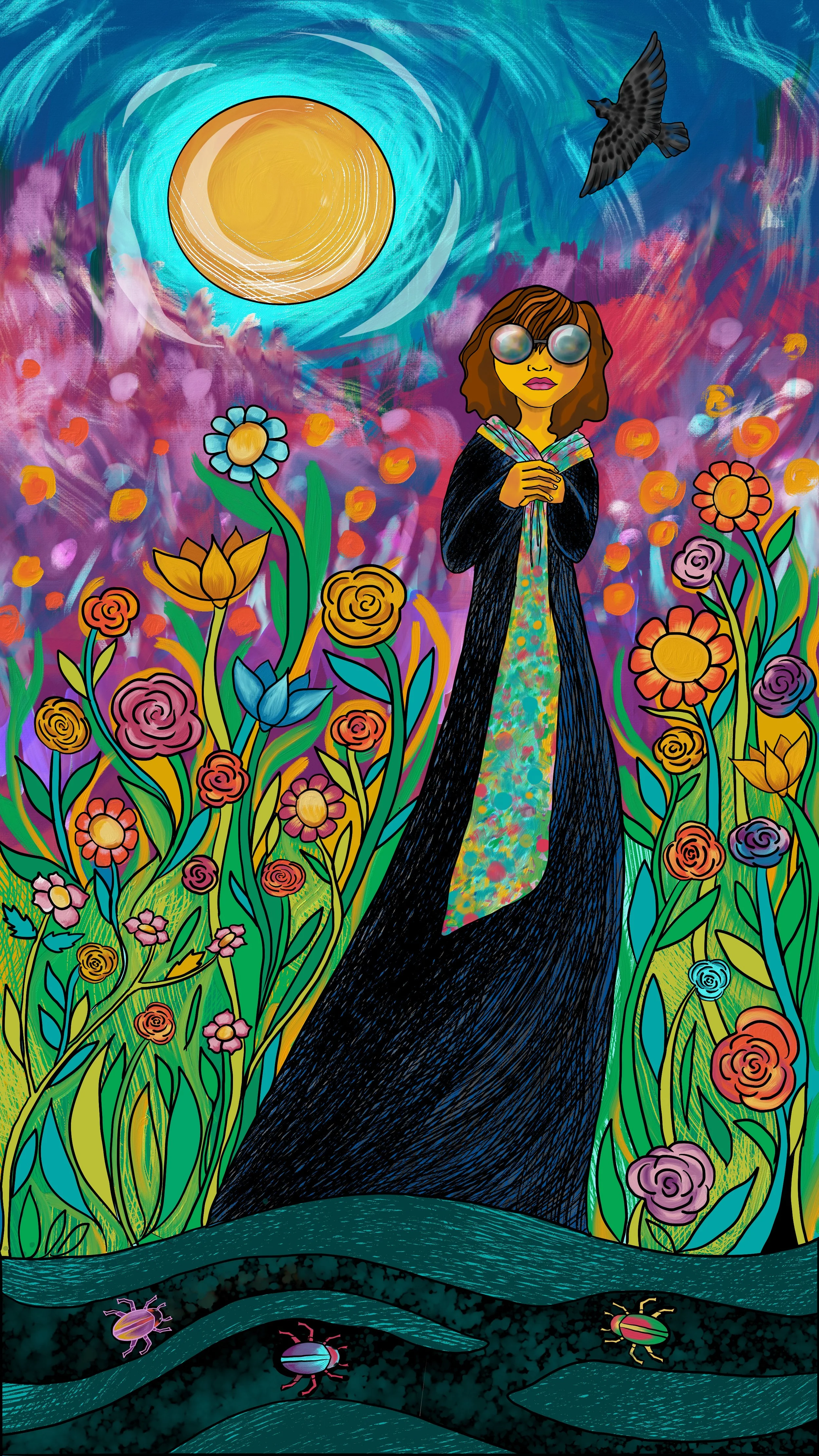 Maggie_bates_Woman and crow in the garden 9x16.jpeg