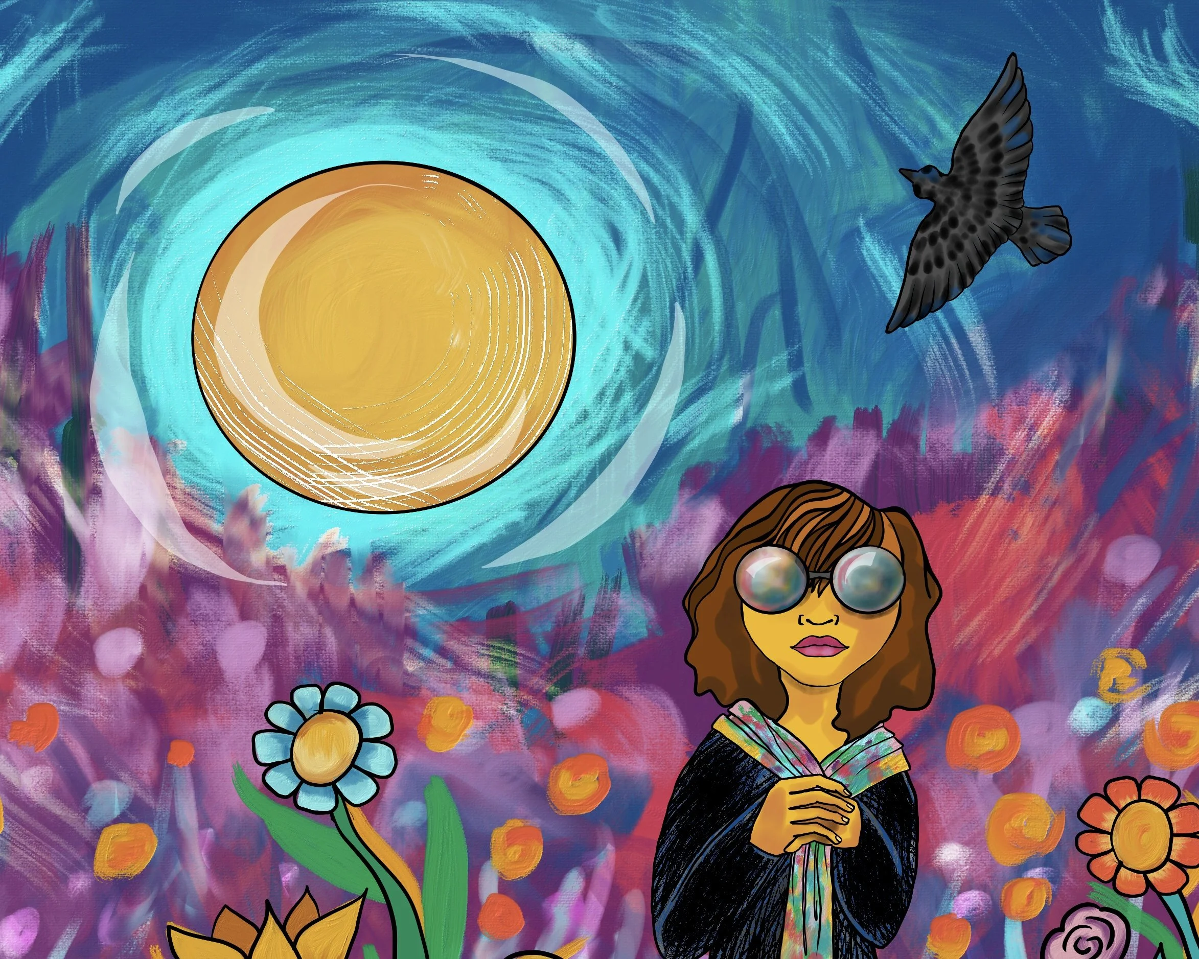 Maggie_bates_Woman and crow in the garden 9x16.jpeg