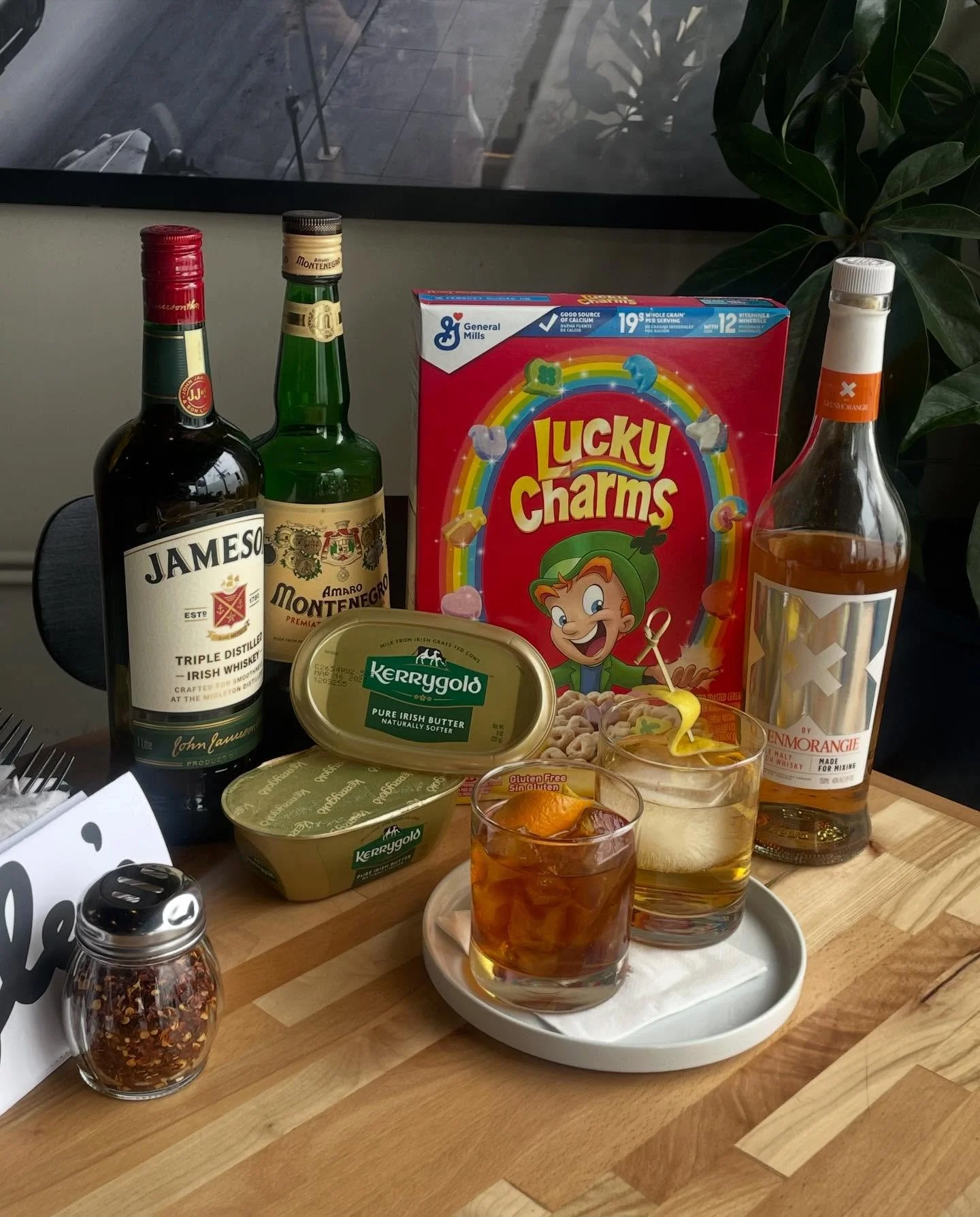 Today Only 🍀🌈

Kerrygold Browned Butter-Washed Old Fashioneds &amp; Lucky Charms Milk Punch Irish Paper Planes!