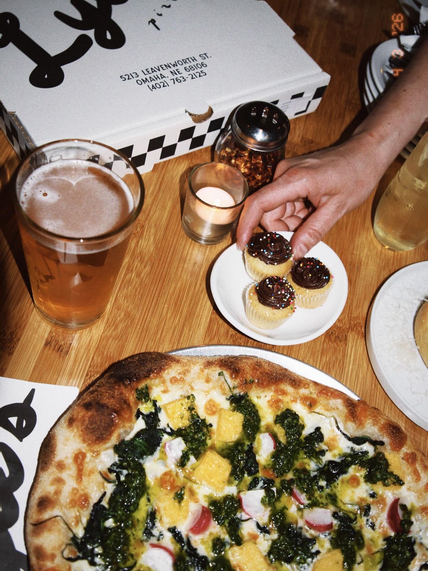 3 on the 3rd. It&rsquo;s our golden birthday and we made cupcakes to share. 🧁

Our weekend special is:

* Fontina &amp; spinach base
* Roasted polenta
* Spring Radish
* Gremolata drizzle

Dine in only