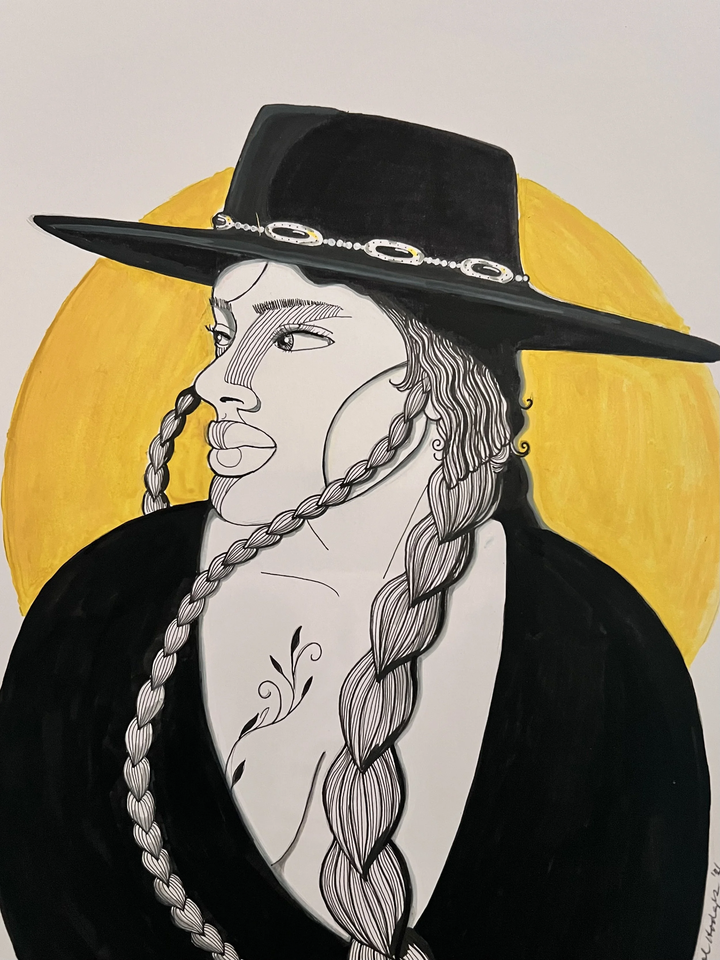 Yellow Series - Woman in the Black Hat