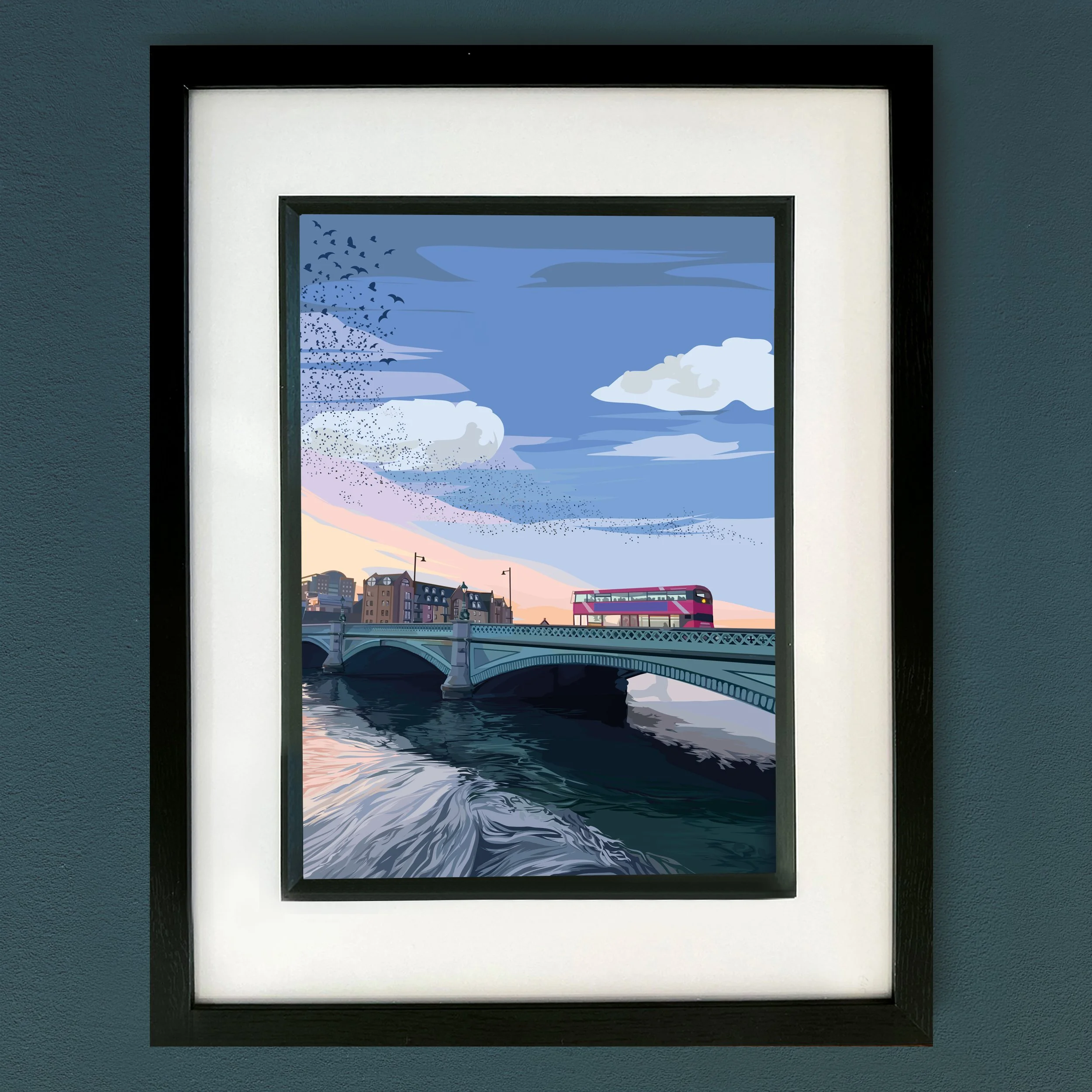 Belfast Albert Bridge Framed Print  (Black or Grey)