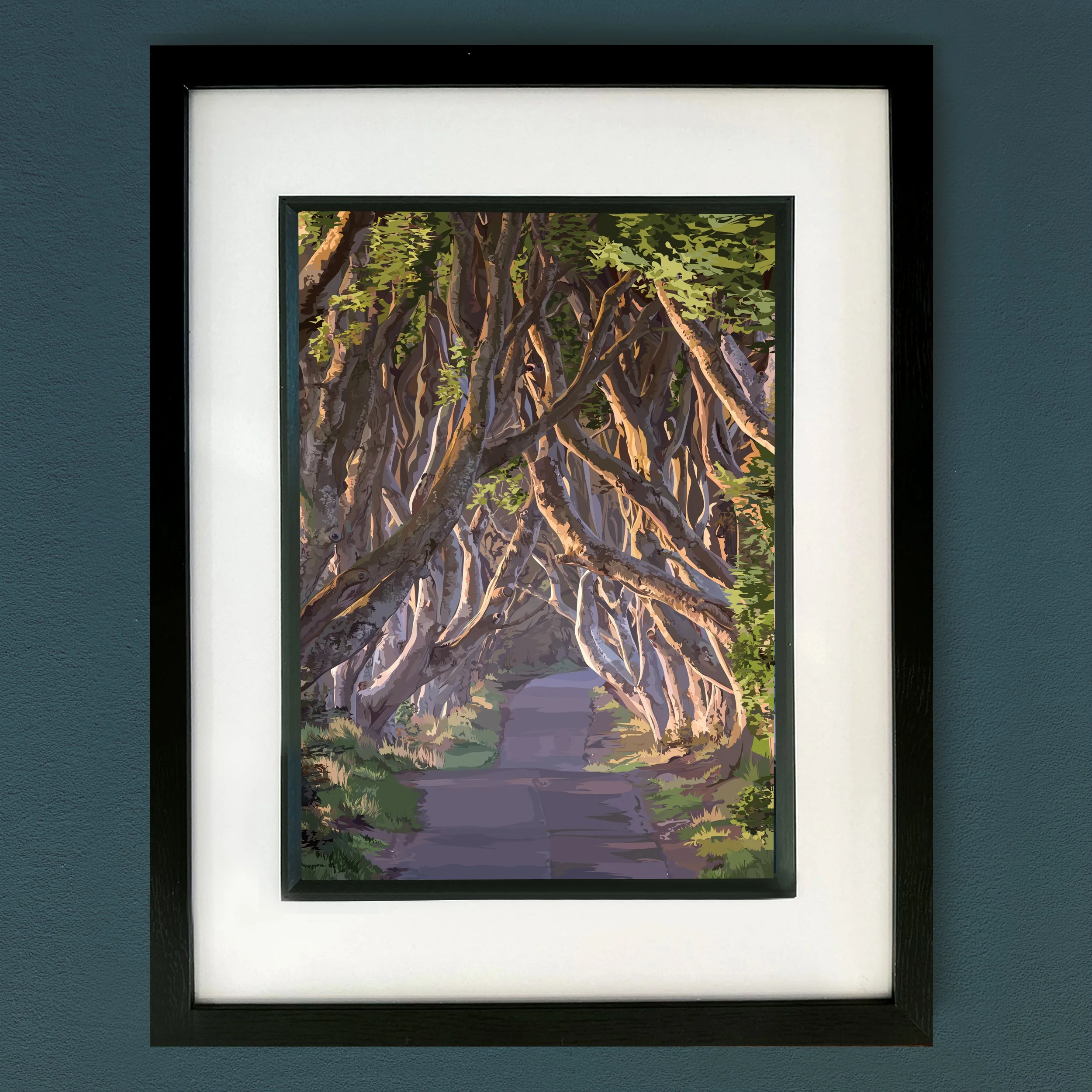 Dark Hedges Framed Print (Black)