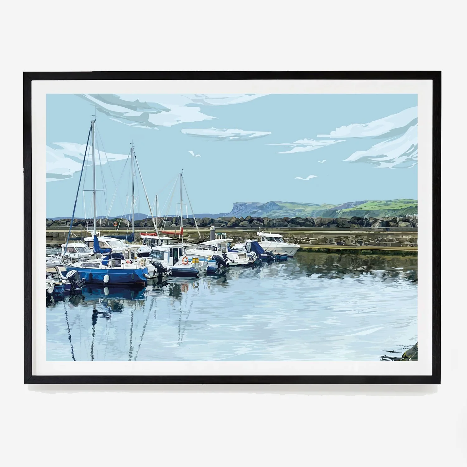 Ballycastle Harbour Illustration Print