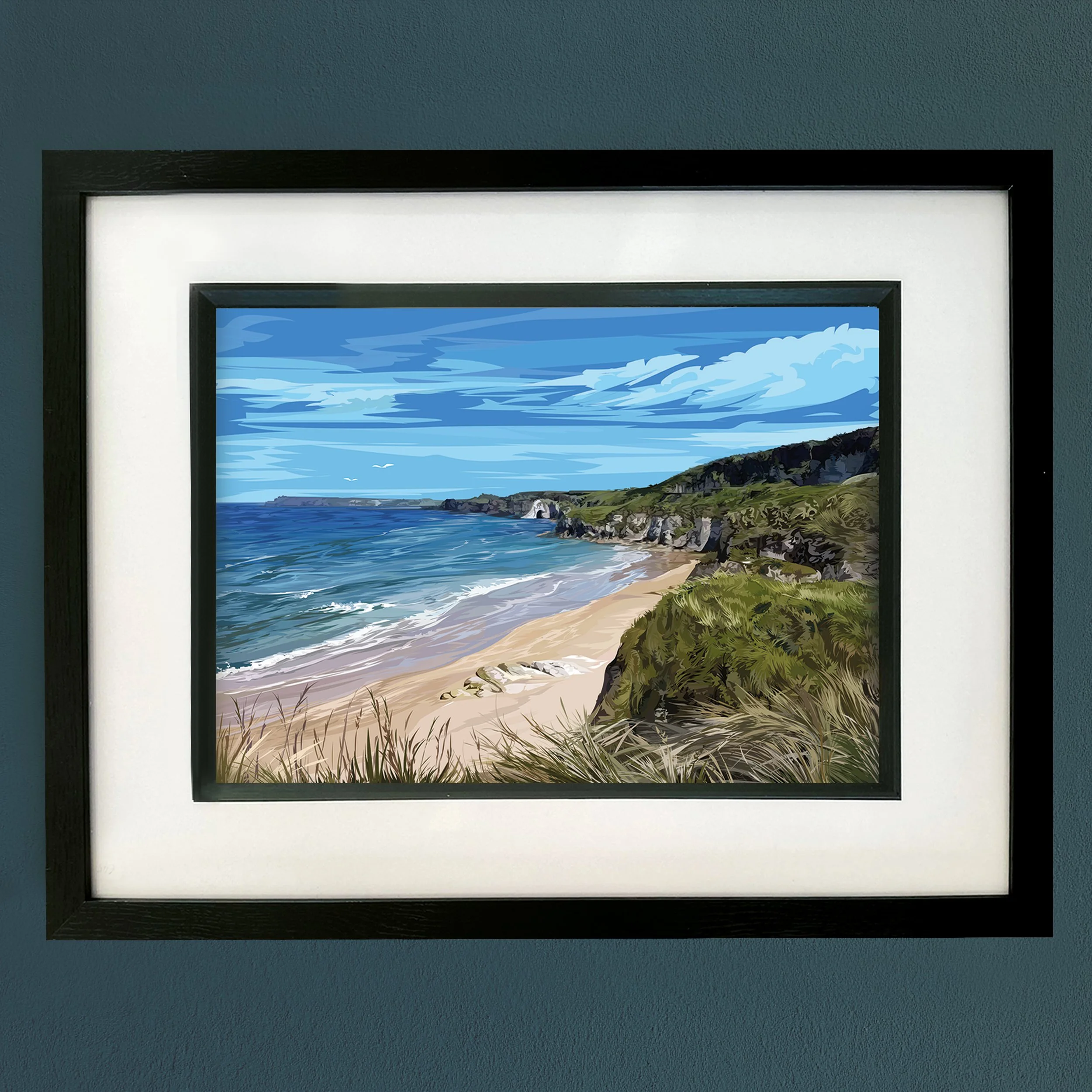Portrush East Strand Framed Print  (Black or Grey)