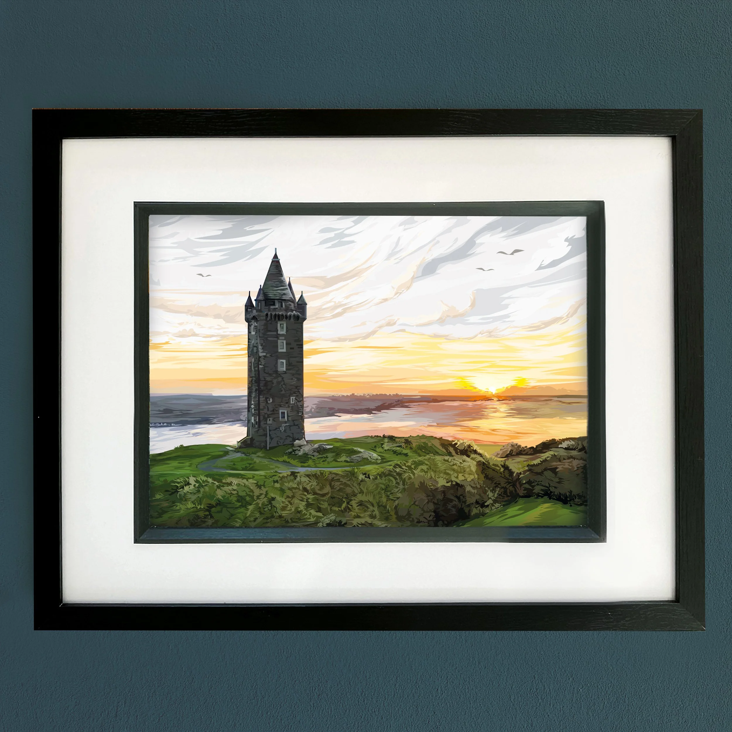 Scrabo at Sundown Framed Print  (Black or Grey)