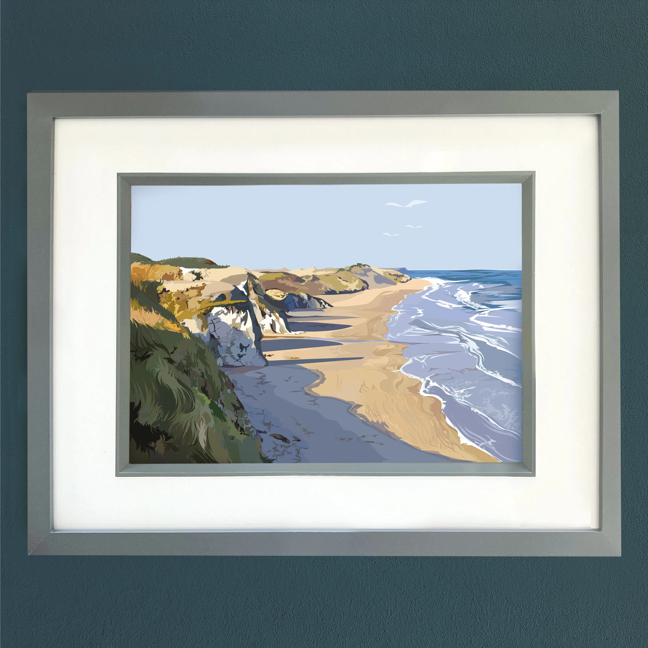 White Rocks Beach Framed Print  (Black or Grey)