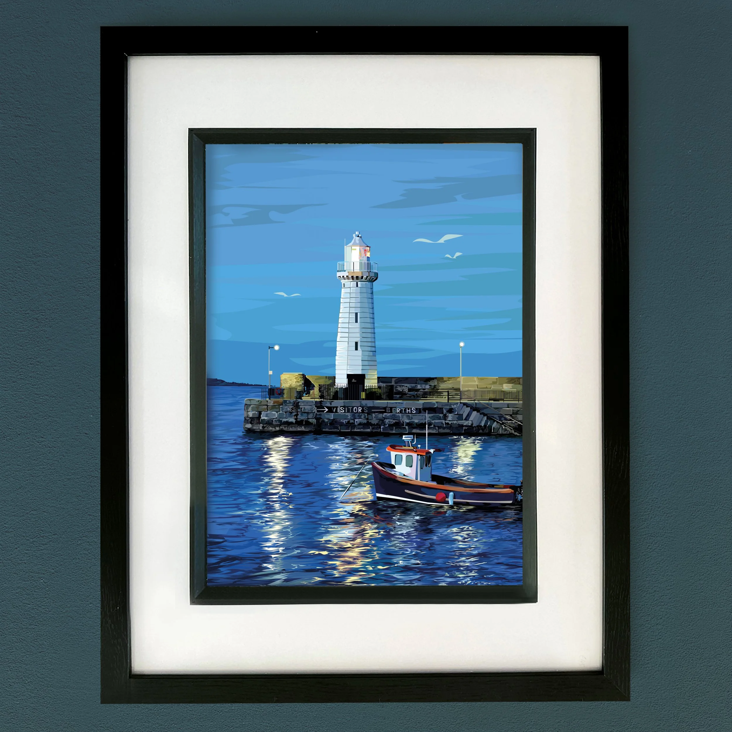 Donaghadee Lighthouse Framed Print (Black)