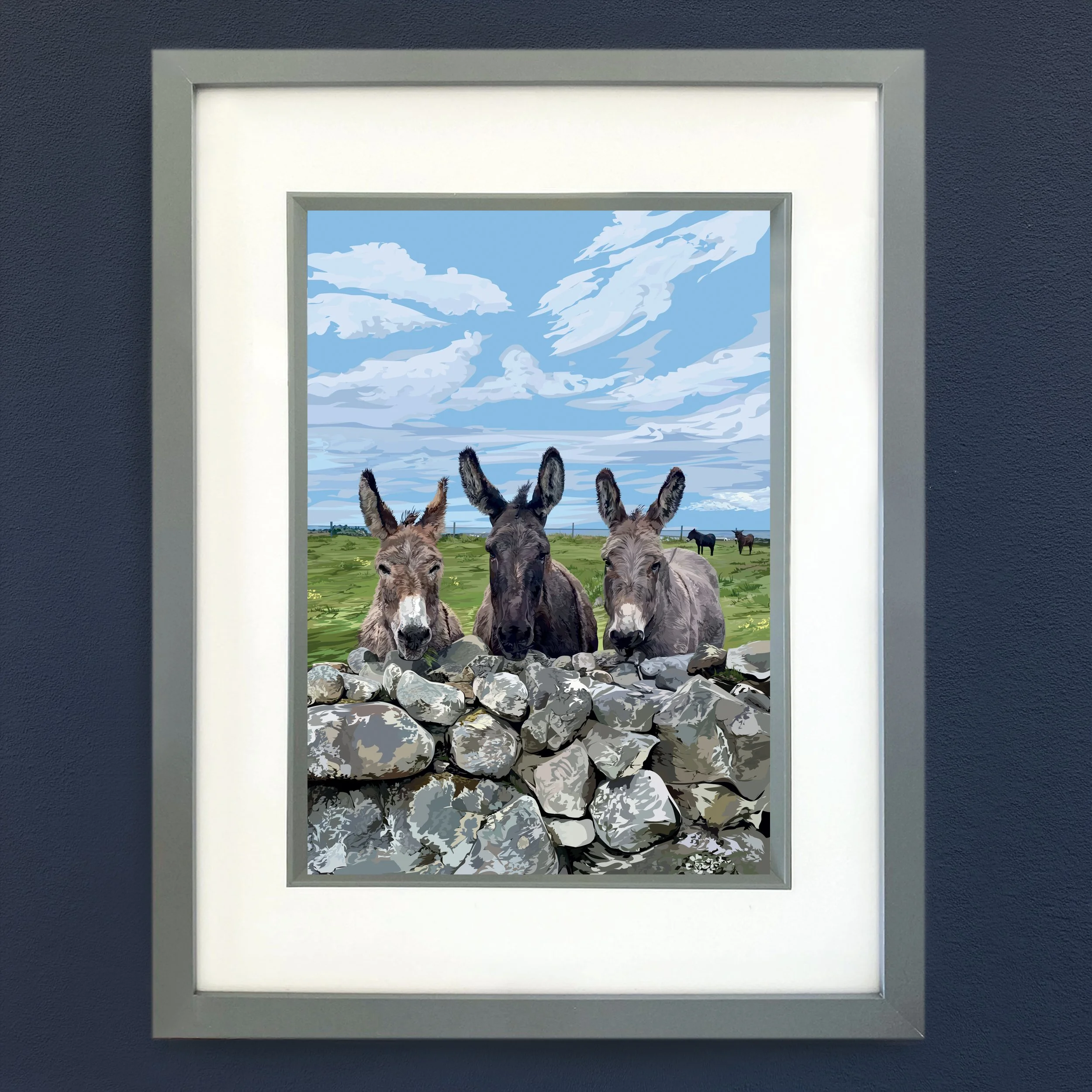 Donegal Donkeys Countryside Framed Print  (Black or Grey)