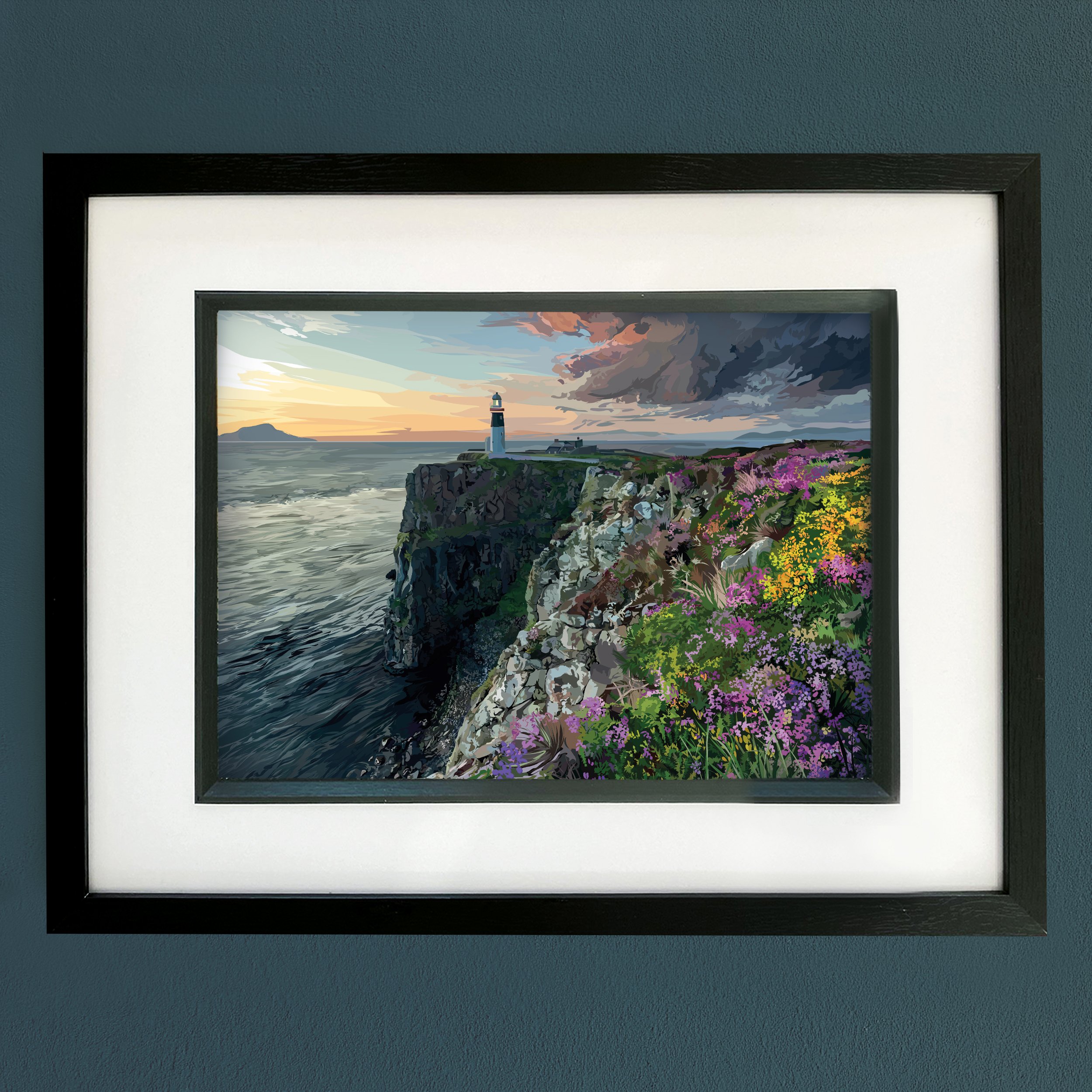 Rathlin Island East Lighthouse Framed Print  (Black or Grey)