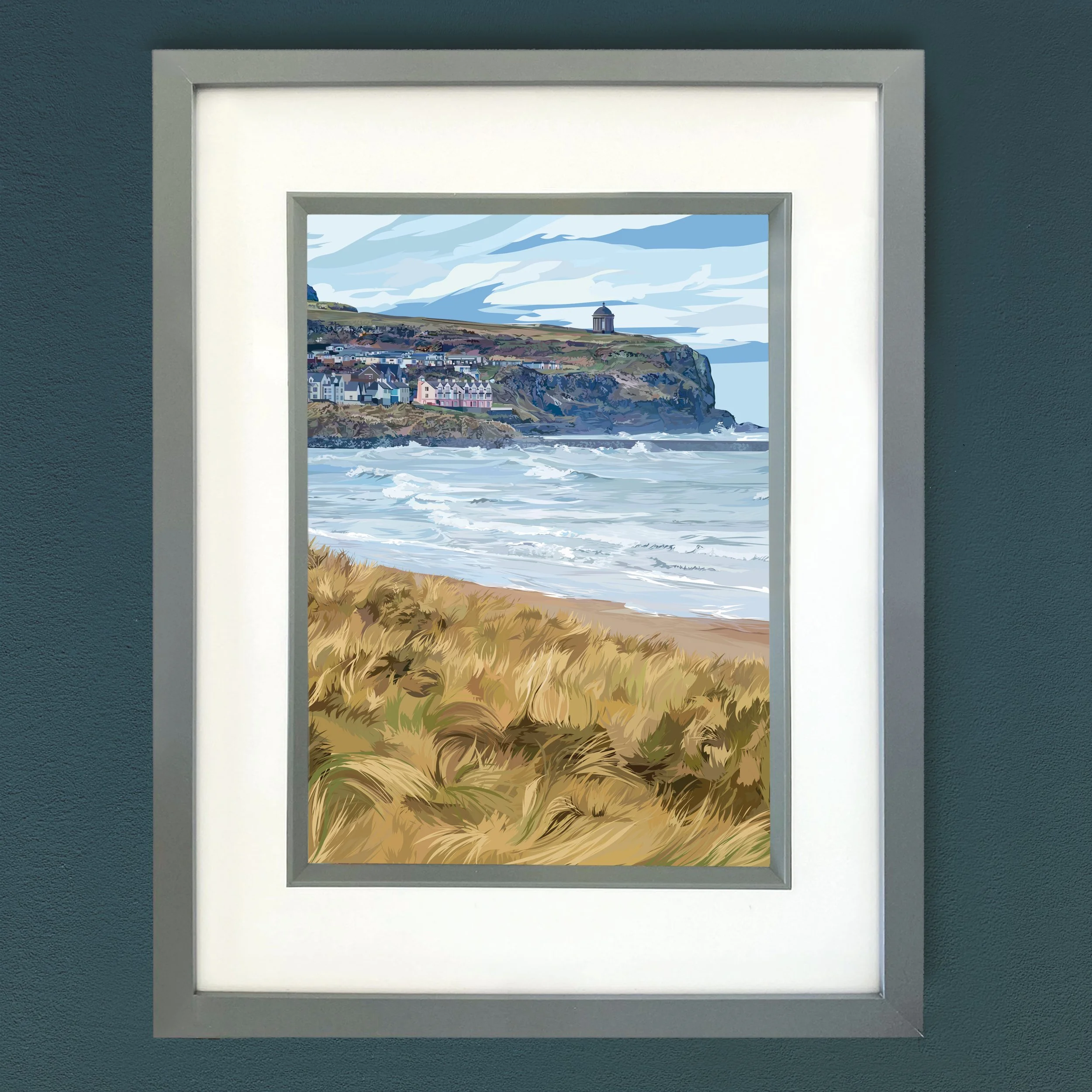 Castlerock Coastline Framed Print (Black or Grey)