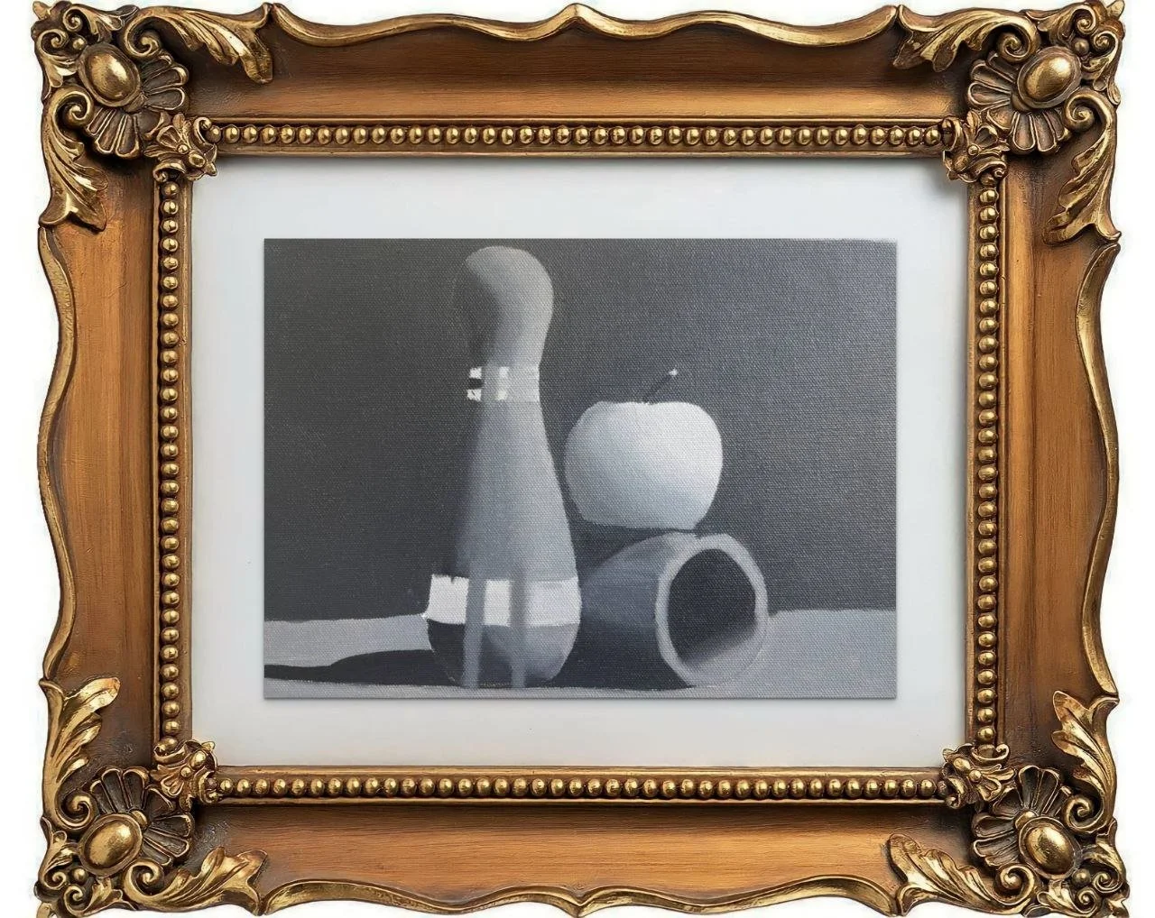 Bowling pin, apple and cylinder